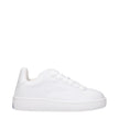 White Leather Low Top SneakersDescription: The product with MPN 8083385 and code F80772 leather in white is a sneakers designed by Burberry. It has features like side logo. Additional Info: Style: Sporty Glam Closing type: Lace up Closure Shoe sole: Rubbe