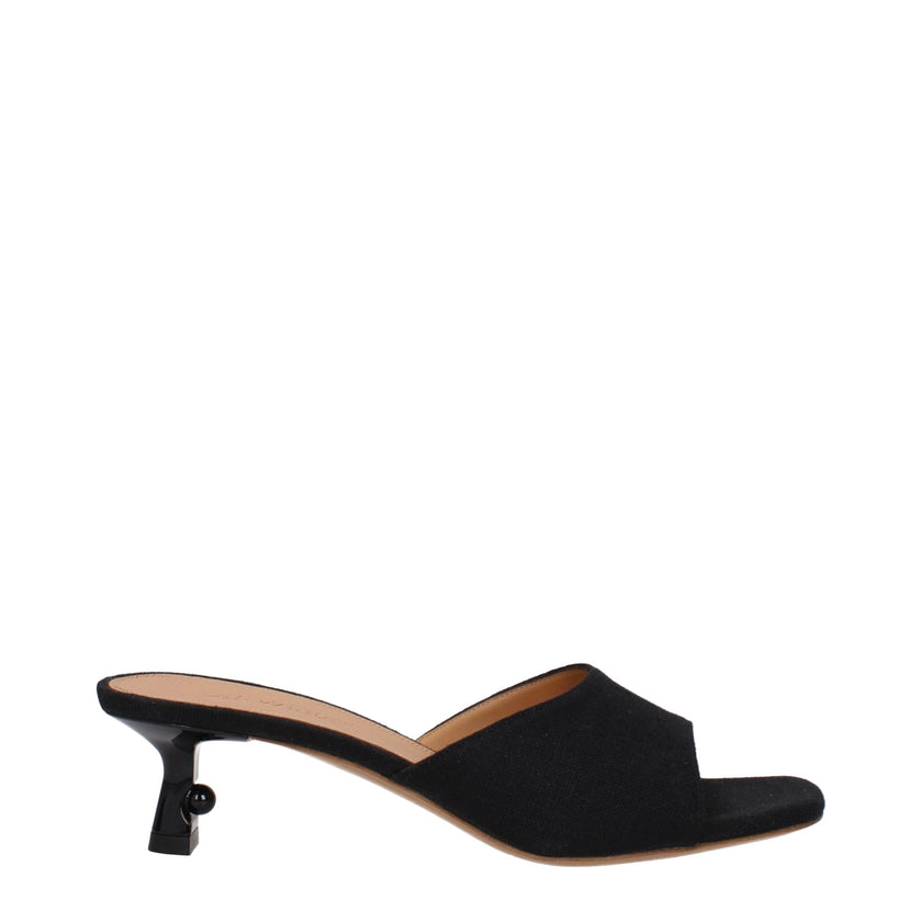 Black Linen SandalsDescription: The product with MPN OWIJ027FAB0011009 and code F80832 linen in black is a sandals designed by Off-White. Additional Info: Shoe sole: Leather Heel height: 5 cm Shoe tip: Open toe Heel type: Mid heels MPN: OWIJ027FAB0011009