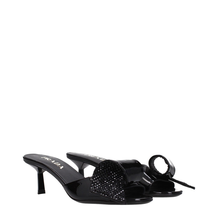Black Leather SandalsDescription: The product with MPN 1XX6913LOC055F0002 and code F80994 patent leather in black is a sandals designed by Prada. It has features like front detail. Additional Info: Style: Casual Shoe sole: Leather Heel height: 5.5 cm Shoe
