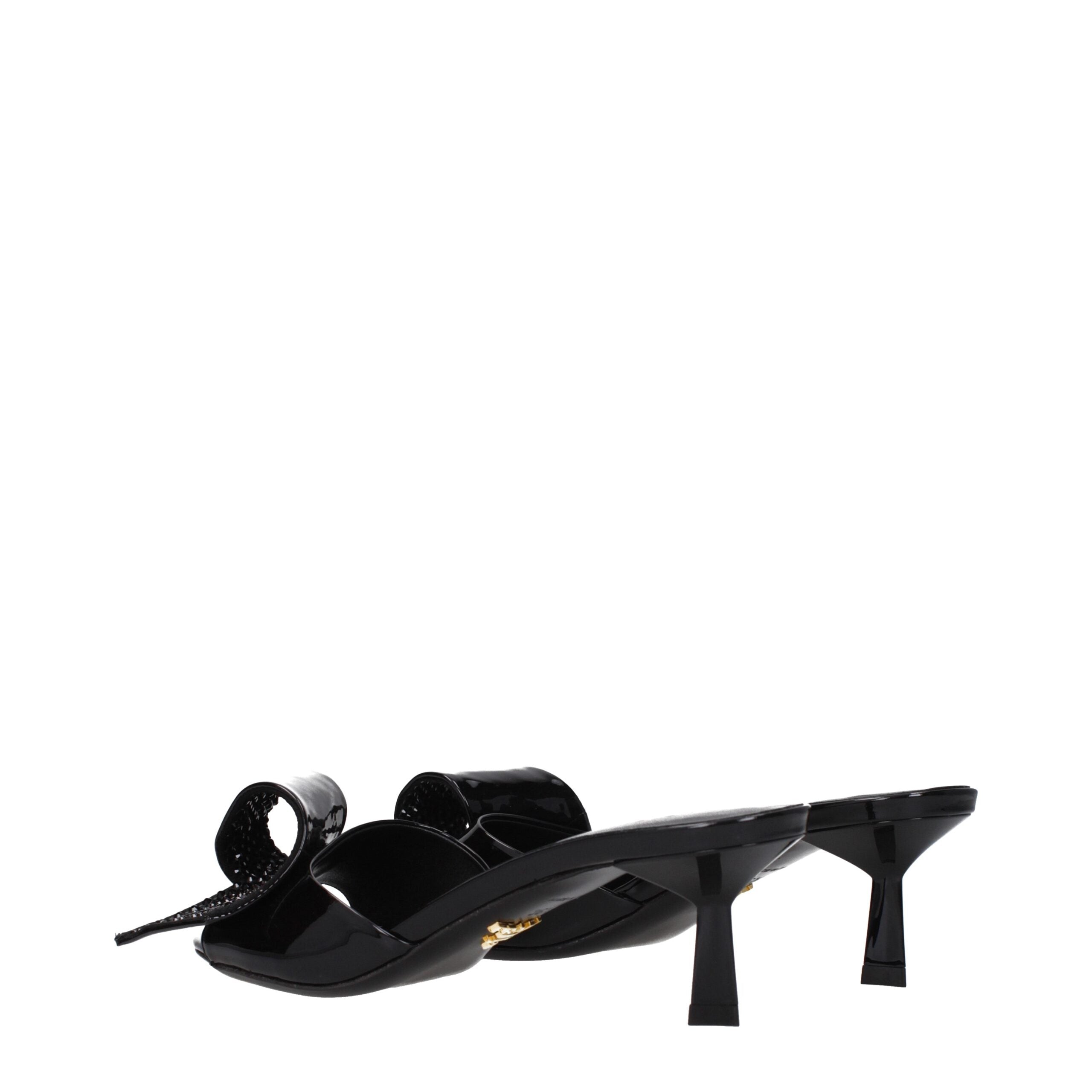 Schwarze Leder-Sandalen mit Frontdetail von Prada