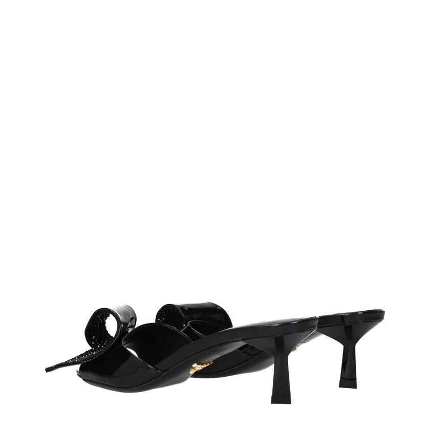 Black Leather SandalsDescription: The product with MPN 1XX6913LOC055F0002 and code F80994 patent leather in black is a sandals designed by Prada. It has features like front detail. Additional Info: Style: Casual Shoe sole: Leather Heel height: 5.5 cm Shoe