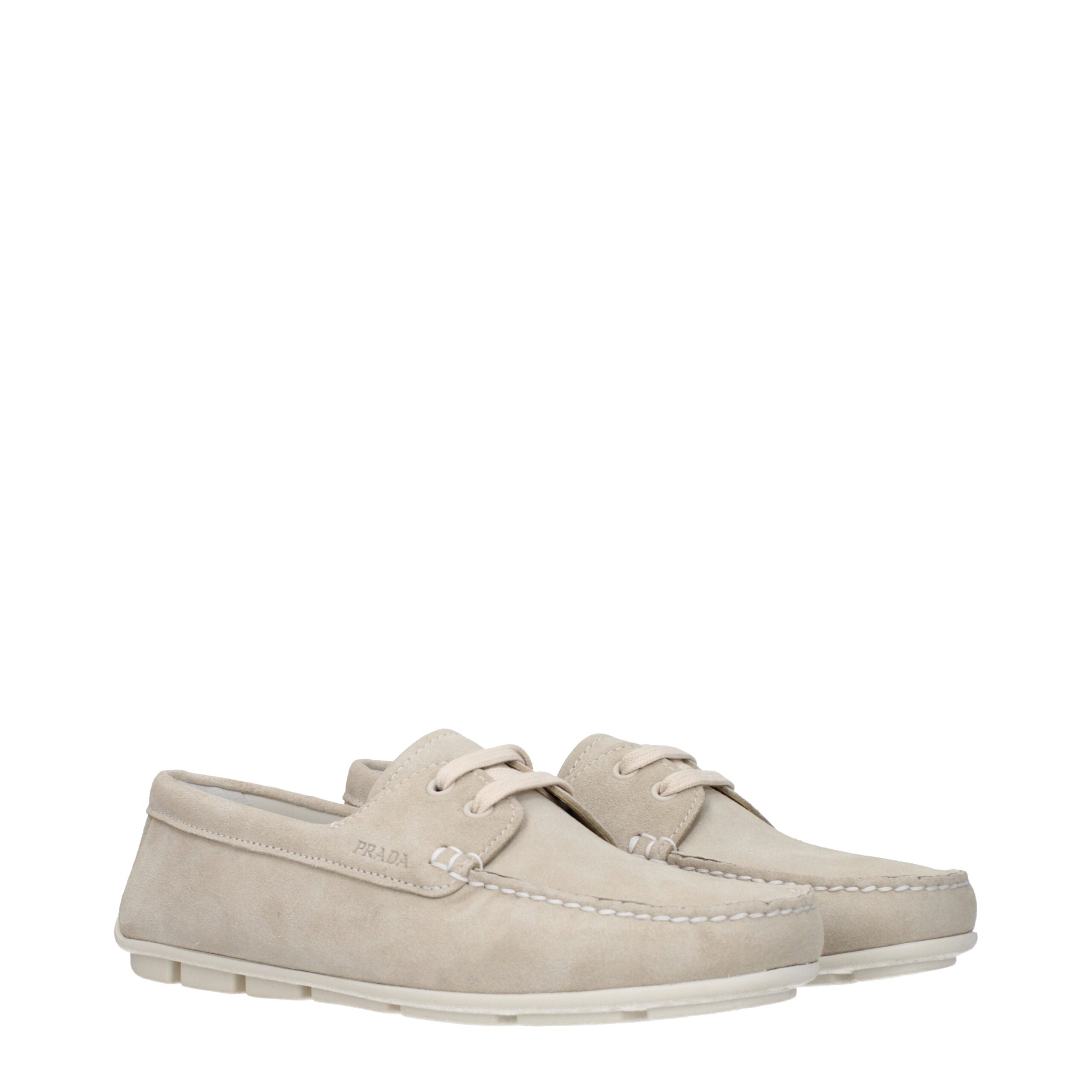 Gray Leather Loafers with Side Logo