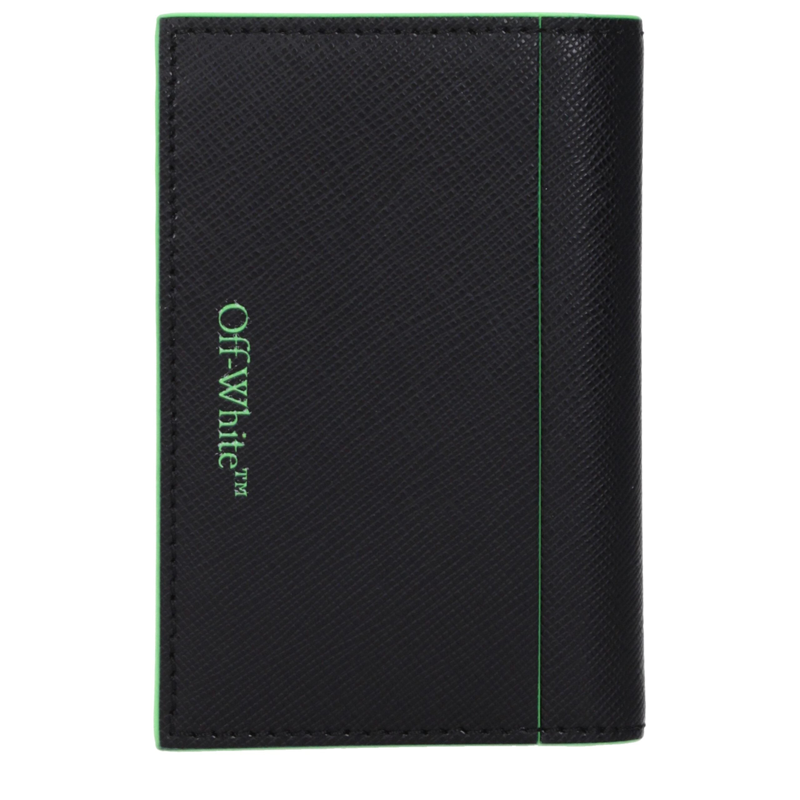 Black Leather CardholderDescription: The product with MPN OMND083LEA0011070 and code F81062 leather in black is a document holders designed by Off-White. It has features like front logo, back logo. Additional Info: Card holder(s): 9 Measurements: 1.5×7.5×