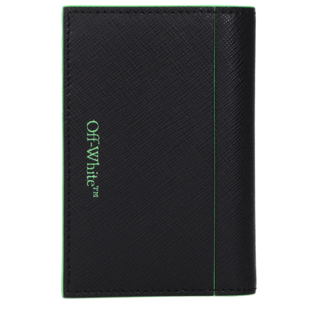 Black Leather CardholderDescription: The product with MPN OMND083LEA0011070 and code F81062 leather in black is a document holders designed by Off-White. It has features like front logo, back logo. Additional Info: Card holder(s): 9 Measurements: 1.5×7.5×