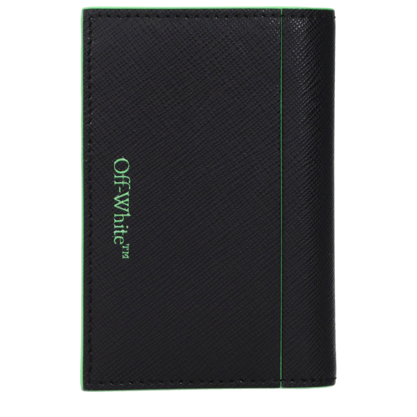 Black Leather CardholderDescription: The product with MPN OMND083LEA0011070 and code F81062 leather in black is a document holders designed by Off-White. It has features like front logo, back logo. Additional Info: Card holder(s): 9 Measurements: 1.5×7.5×