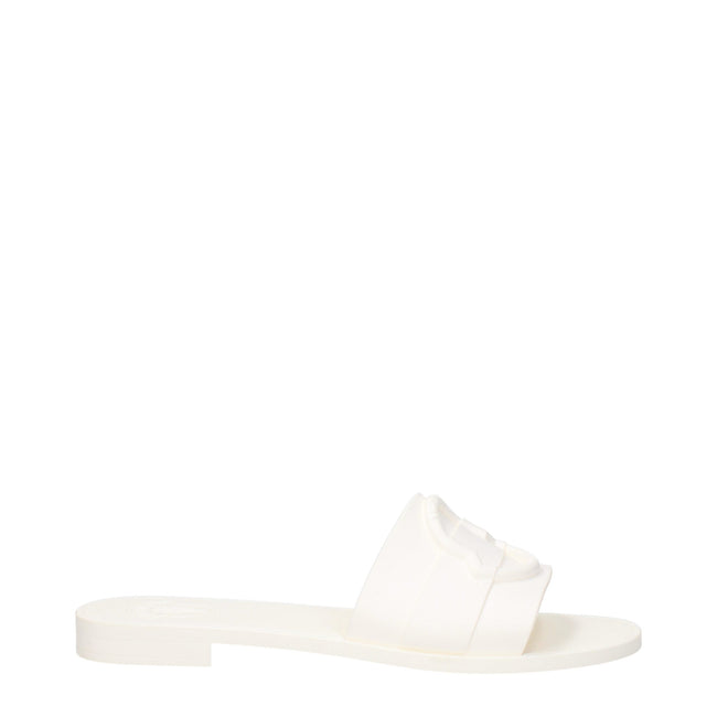 White Cotton SlippersDescription: The product with MPN 4C00130M4095035 and code F81209 rubber in white is a slippers and clogs designed by Moncler. It has features like front logo. Additional Info: Shoe sole: Rubber Shoe tip: Open toe Heel type: Low and f