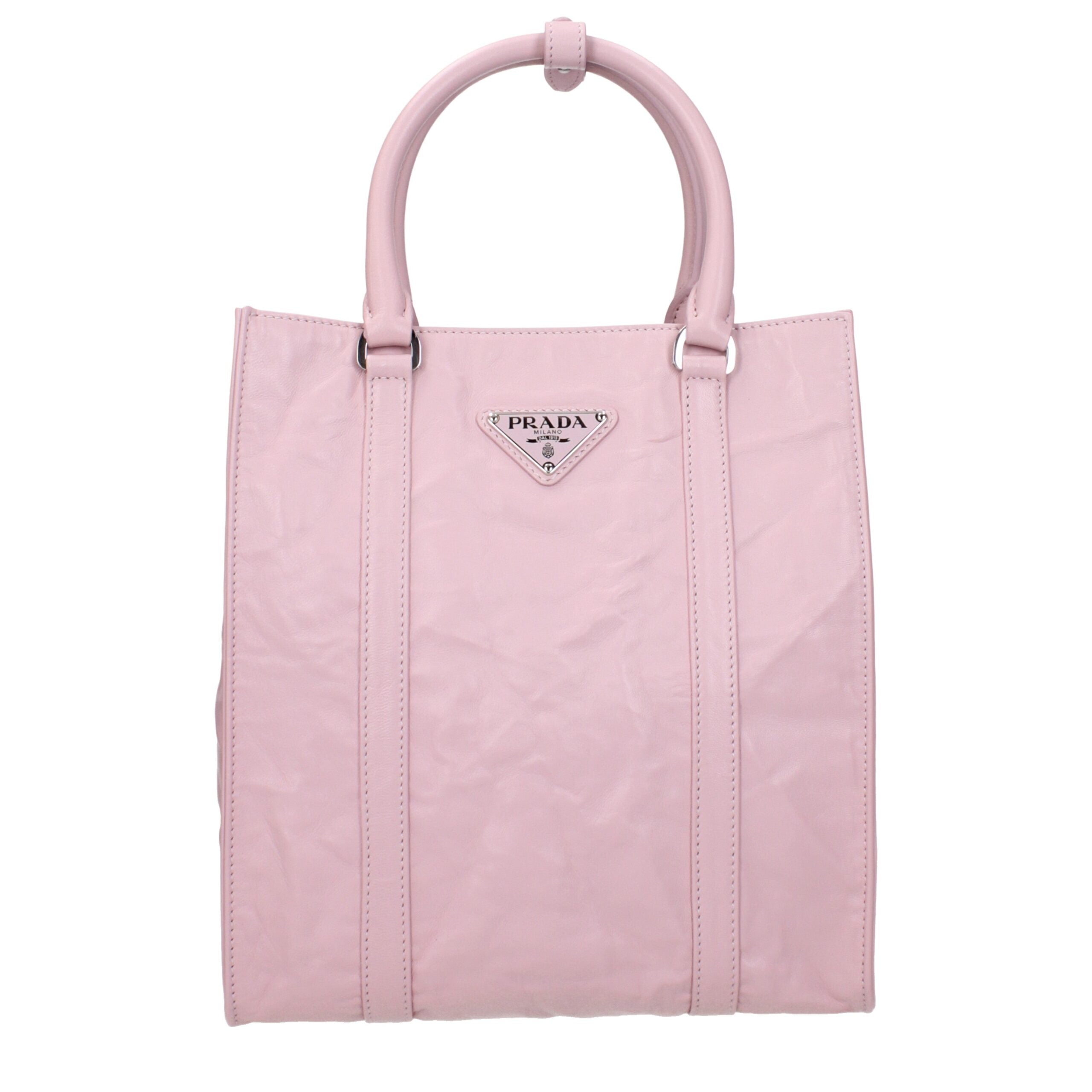 Pink Leather HandbagDescription: The product with MPN 1BG458UVLMOOF0E18 and code F81236 leather in pink is a handbags designed by Prada. It has features like front logo, removable shoulder, adjustable shoulder. Additional Info: Color details: Silver Bag s