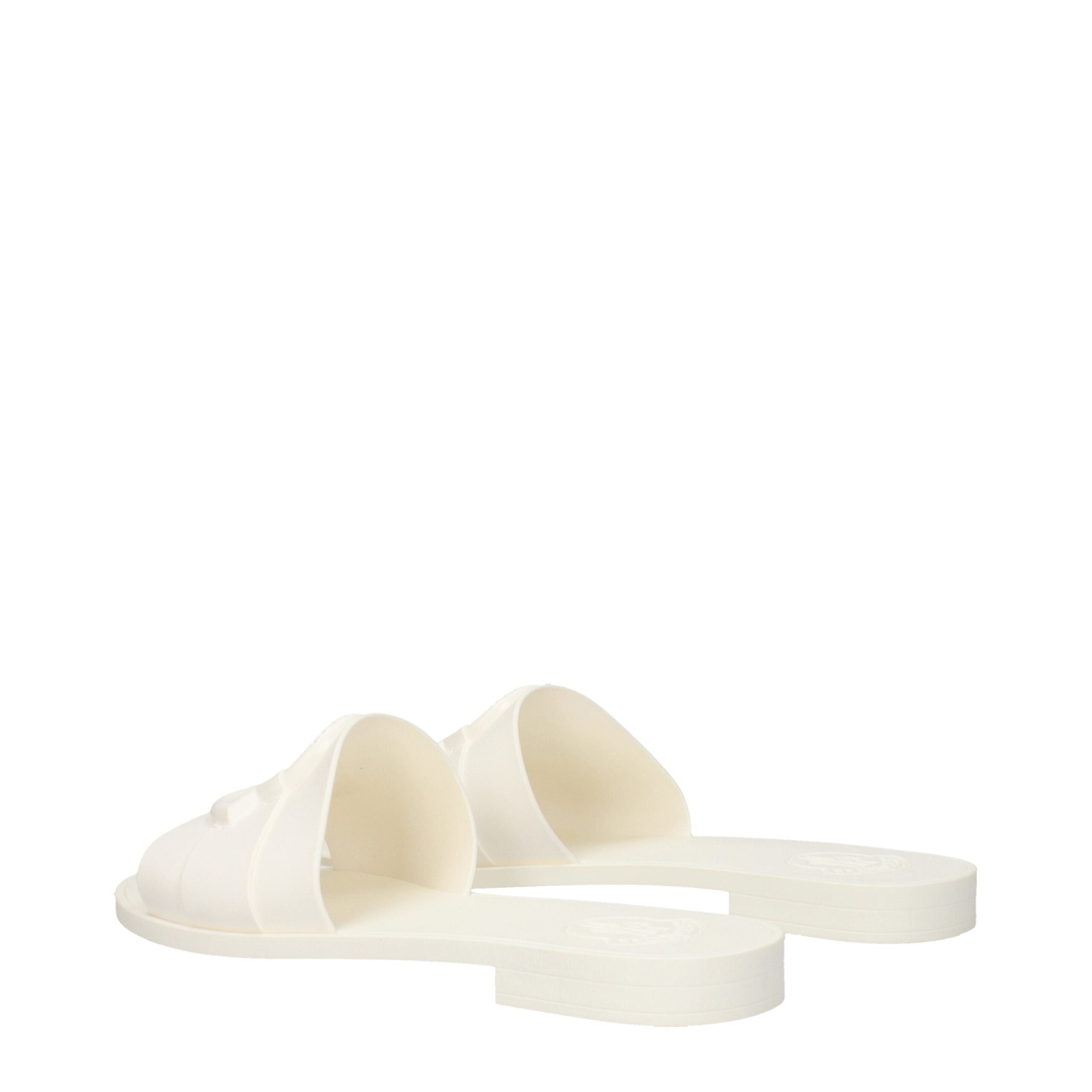 White Cotton SlippersDescription: The product with MPN 4C00130M4095035 and code F81209 rubber in white is a slippers and clogs designed by Moncler. It has features like front logo. Additional Info: Shoe sole: Rubber Shoe tip: Open toe Heel type: Low and f