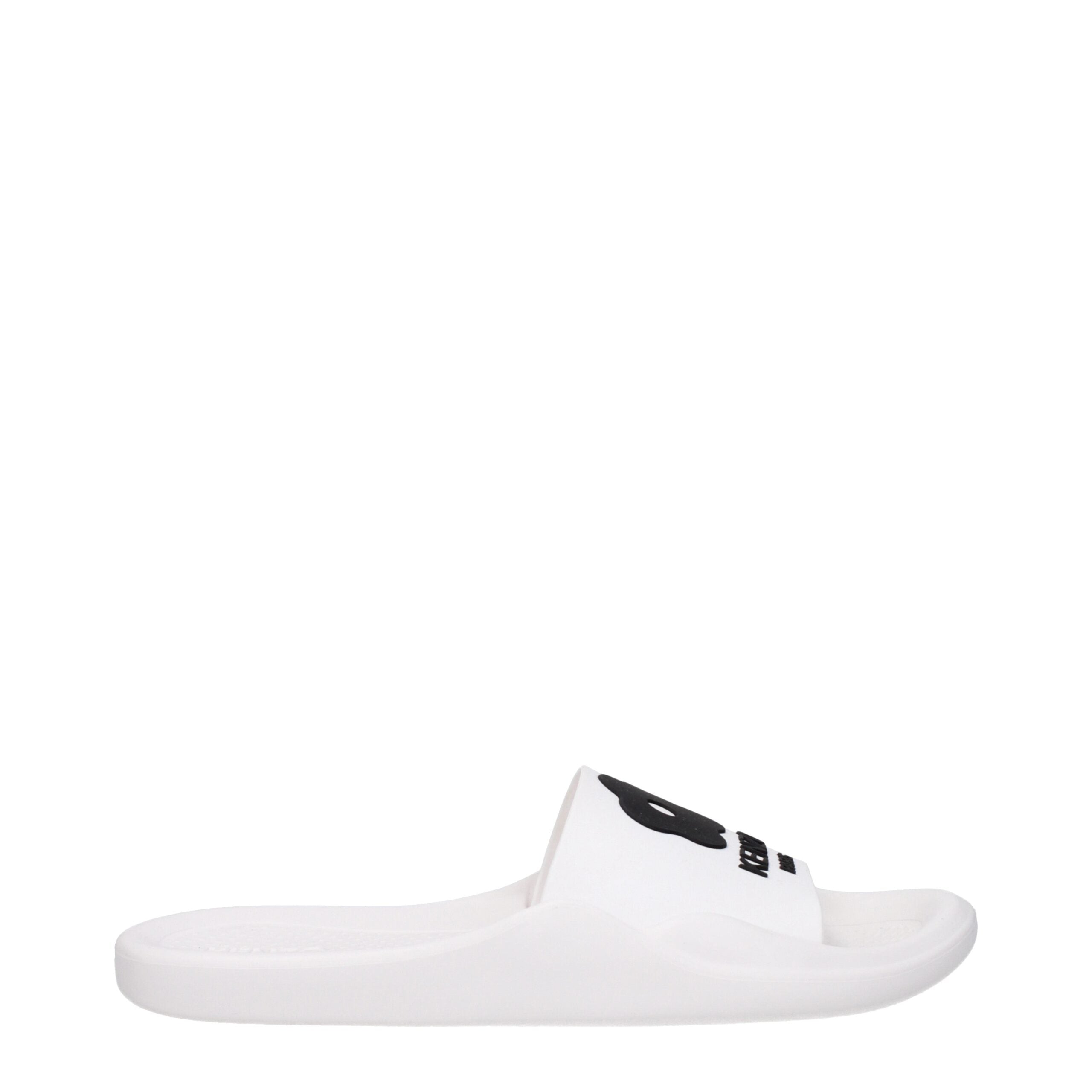 White Cotton SlippersDescription: The product with MPN FE52MU110P5102 and code F81417 rubber in white is a slippers and clogs designed by Kenzo. It has features like front logo. Additional Info: Style: Casual Shoe sole: Rubber Shoe tip: Open toe Heel type