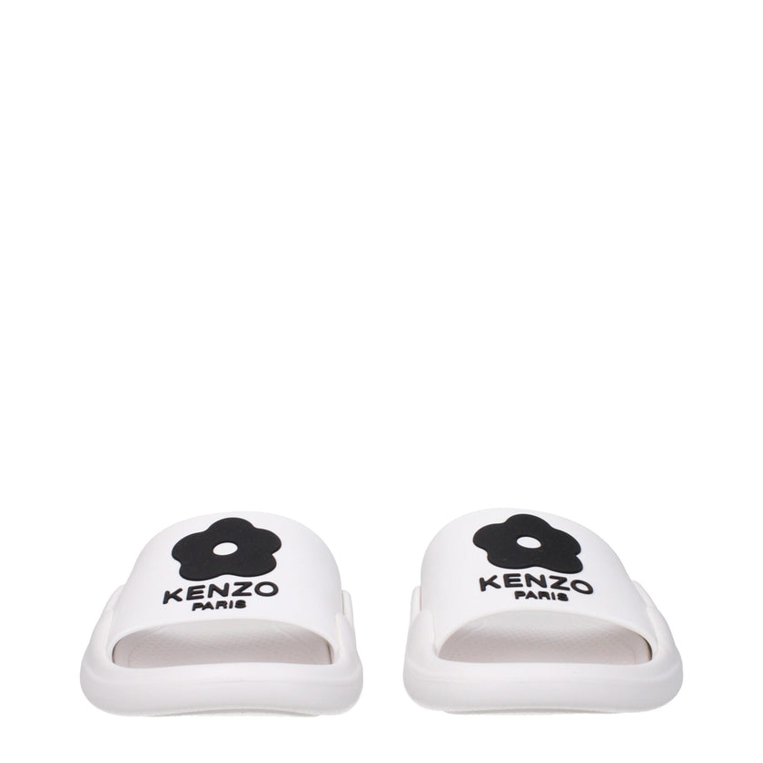 White Cotton SlippersDescription: The product with MPN FE52MU110P5102 and code F81417 rubber in white is a slippers and clogs designed by Kenzo. It has features like front logo. Additional Info: Style: Casual Shoe sole: Rubber Shoe tip: Open toe Heel type