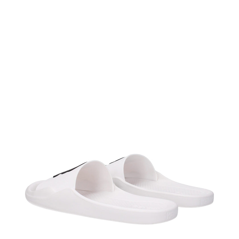 White Cotton SlippersDescription: The product with MPN FE52MU110P5102 and code F81417 rubber in white is a slippers and clogs designed by Kenzo. It has features like front logo. Additional Info: Style: Casual Shoe sole: Rubber Shoe tip: Open toe Heel type