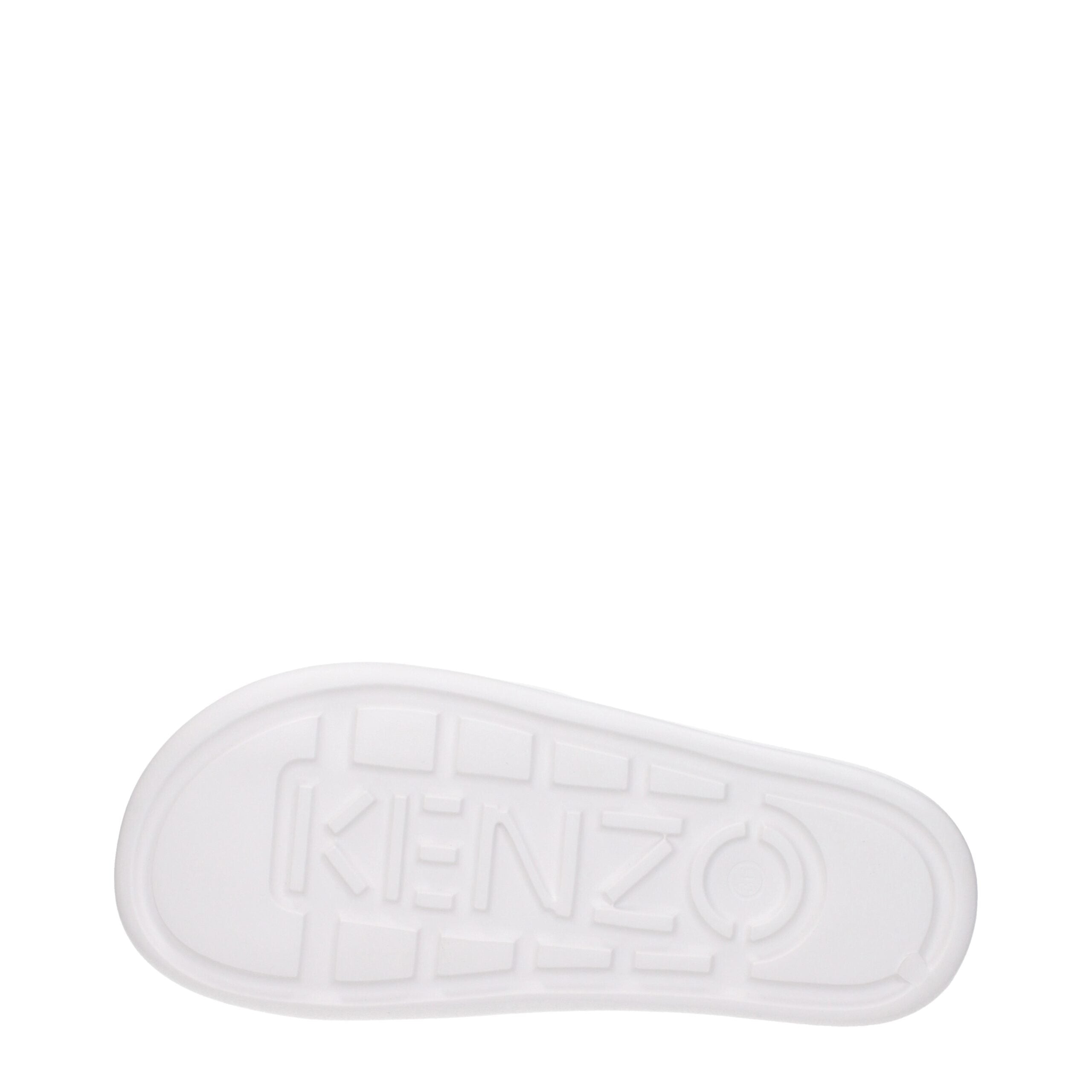 White Cotton SlippersDescription: The product with MPN FE52MU110P5102 and code F81417 rubber in white is a slippers and clogs designed by Kenzo. It has features like front logo. Additional Info: Style: Casual Shoe sole: Rubber Shoe tip: Open toe Heel type