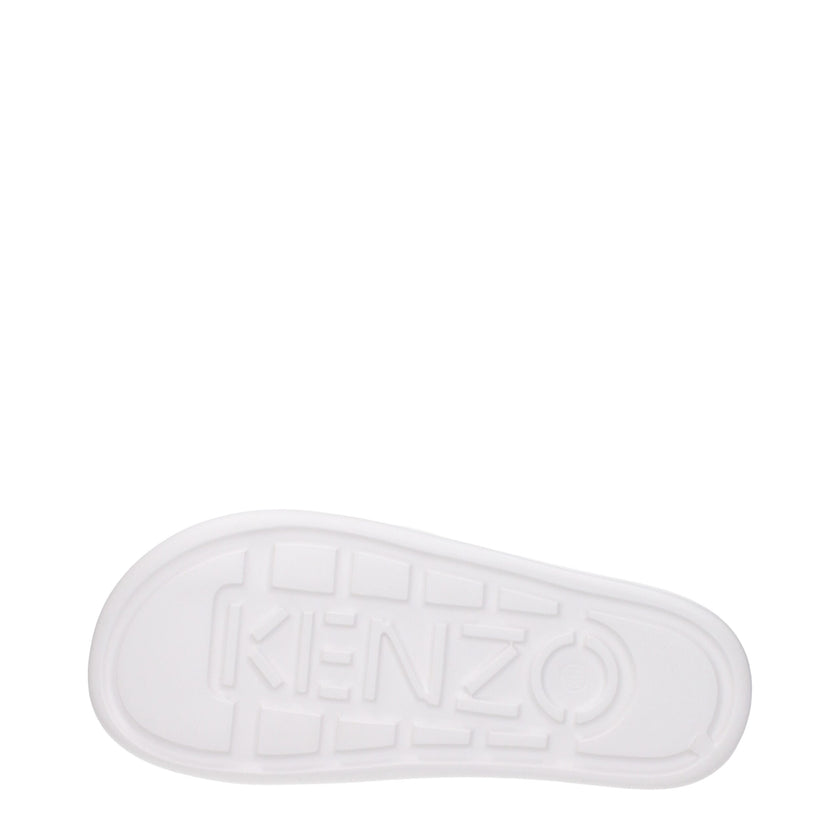 White Cotton SlippersDescription: The product with MPN FE52MU110P5102 and code F81417 rubber in white is a slippers and clogs designed by Kenzo. It has features like front logo. Additional Info: Style: Casual Shoe sole: Rubber Shoe tip: Open toe Heel type