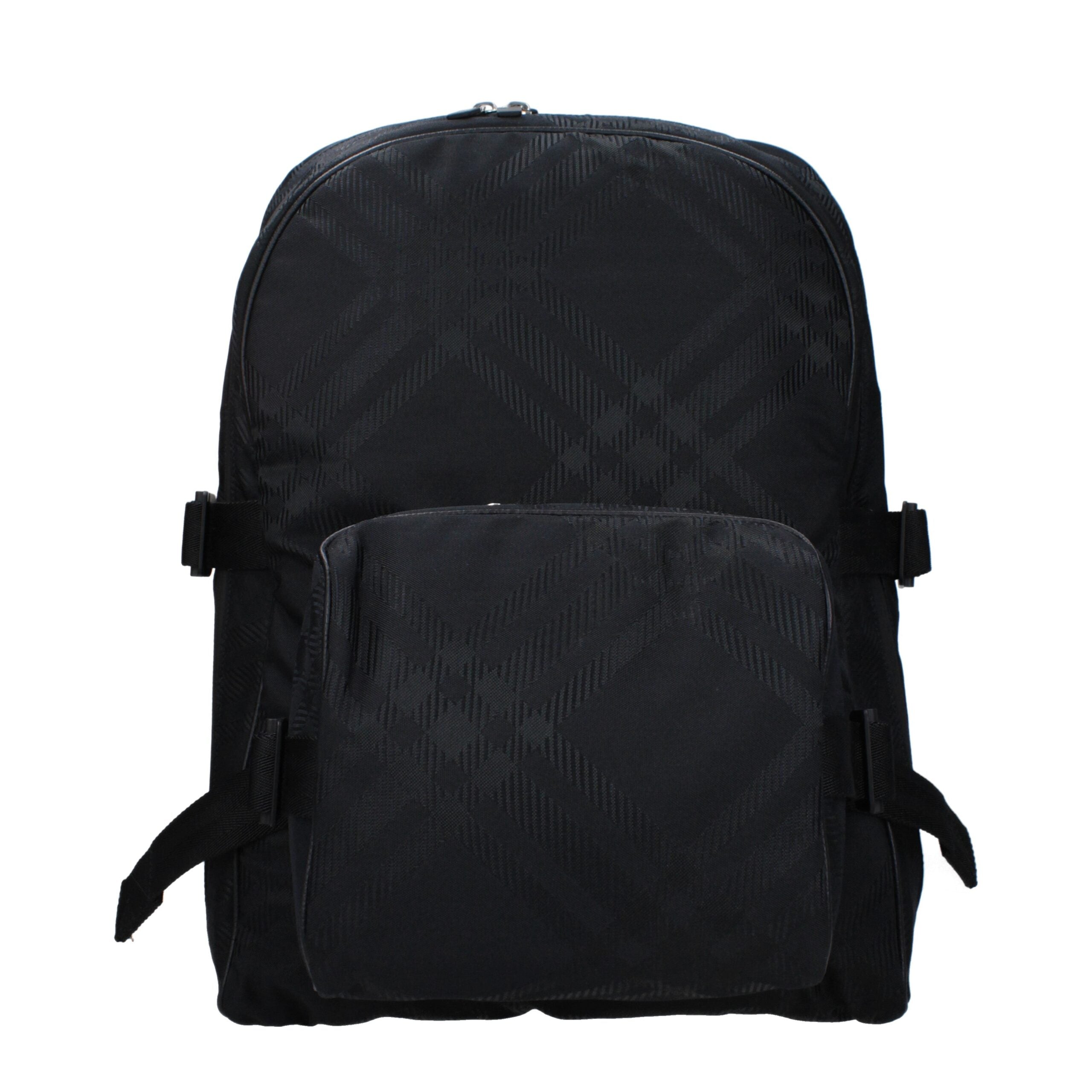 Schwarzer Synthetik-Rucksack mit seitlichem Detail