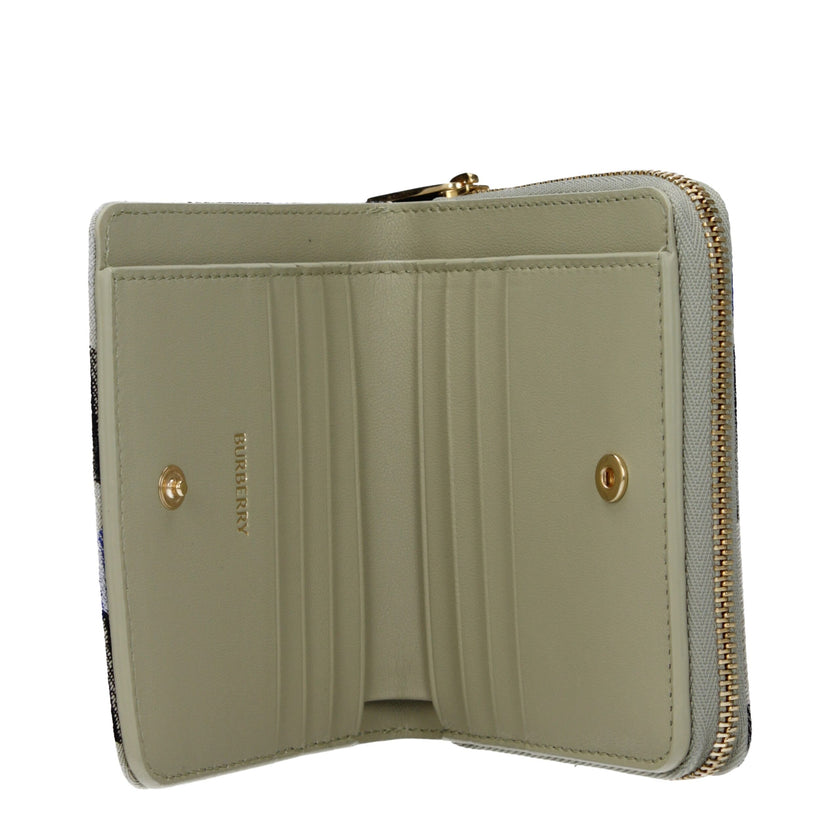 Beige Fabric WalletDescription: The product with MPN 808598PORTAFOGLIO1 and code F81916 fabric in beige is a wallets designed by Burberry. It has features like check. Additional Info: Color details: Gold Style: Casual Card holder(s): 8 Closing type: Butto