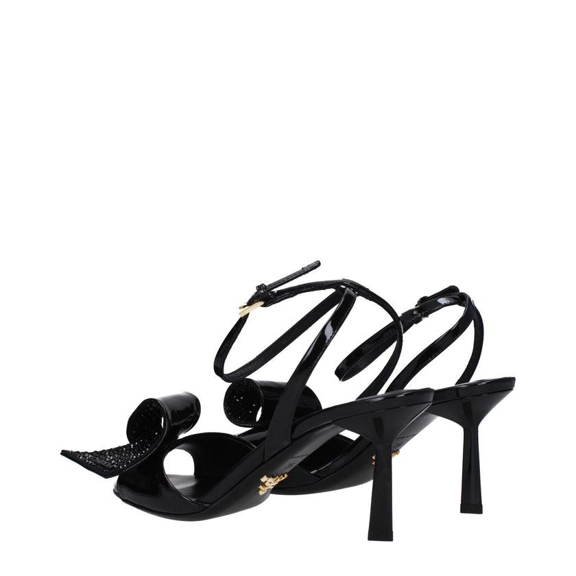 Black Leather Stiletto Heel SandalsDescription: The product with MPN 1X347N3LOCF075F0002 and code F81994 patent leather in black is a sandals designed by Prada. It has features like side detail. Additional Info: Style: Casual Closing type: Buckle Closure