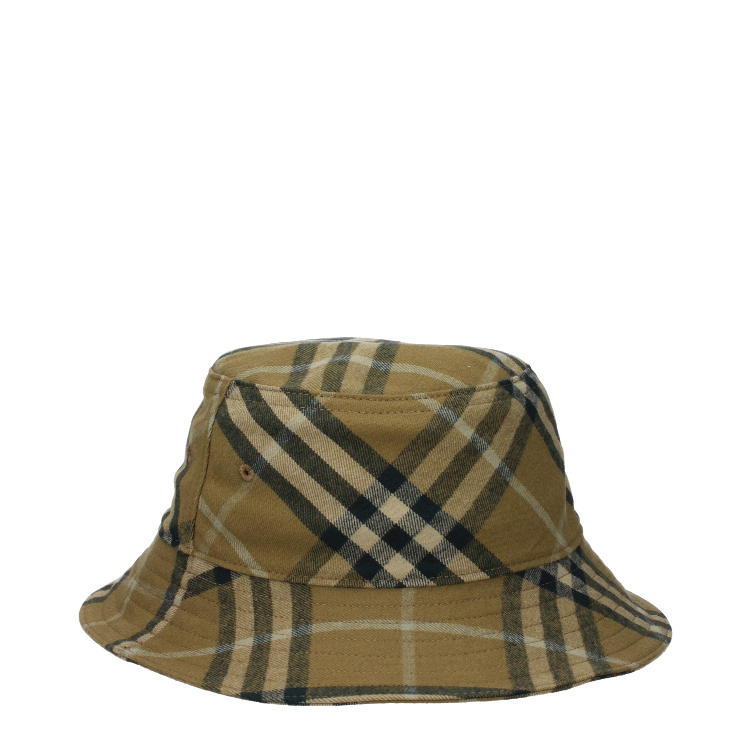 Green Cotton Bucket Hat with Check Print by Burberry