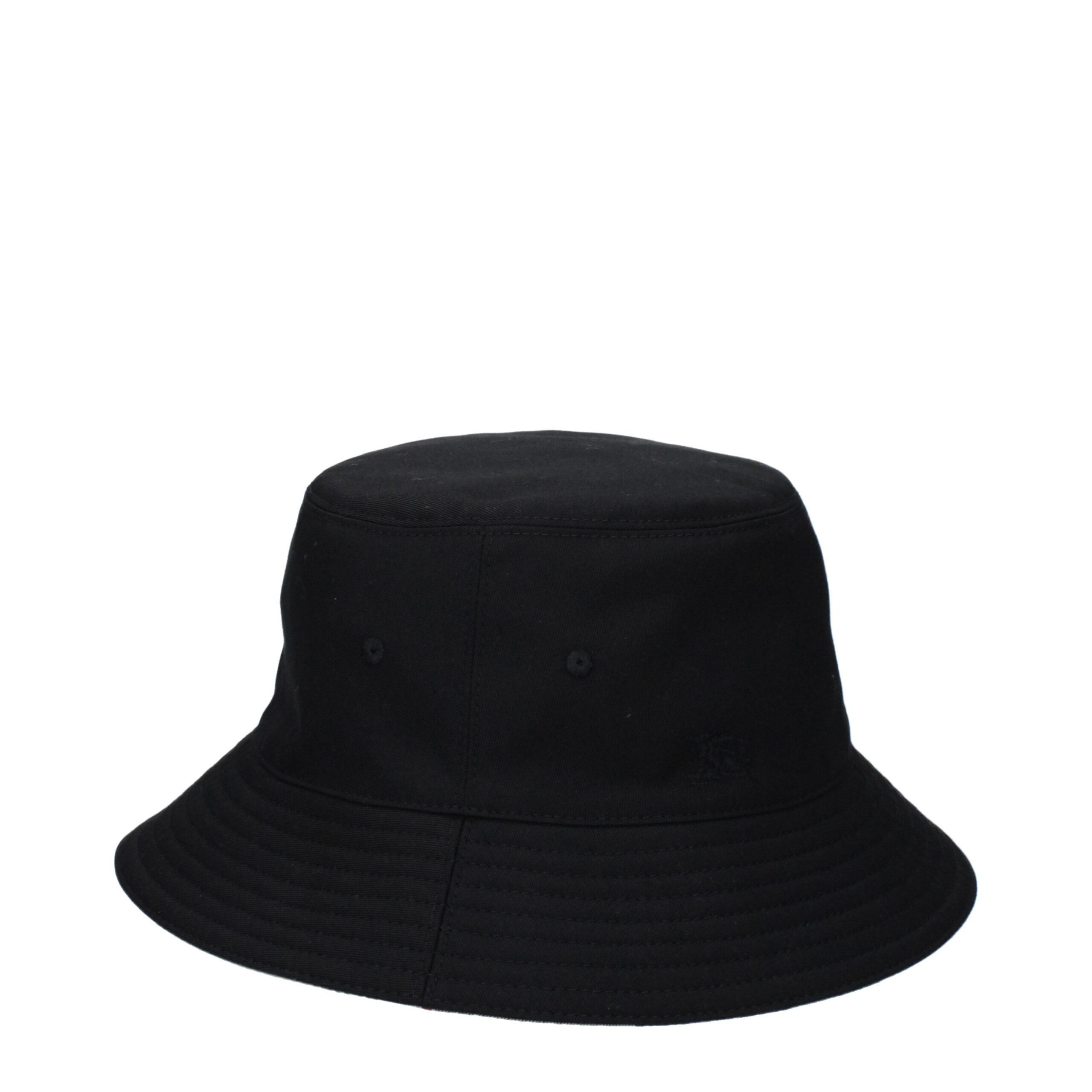 Black Cotton Blend Bucket Hat with Logo by Burberry