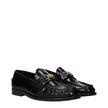 Black Leather Slip-On LoafersDescription: The product with MPN 10121231A087731B00V and code F82515 leather in black is a loafers designed by Versace. It has features like front detail, front logo. Additional Info: Style: Casual Shoe sole: Leather Shoe tip
