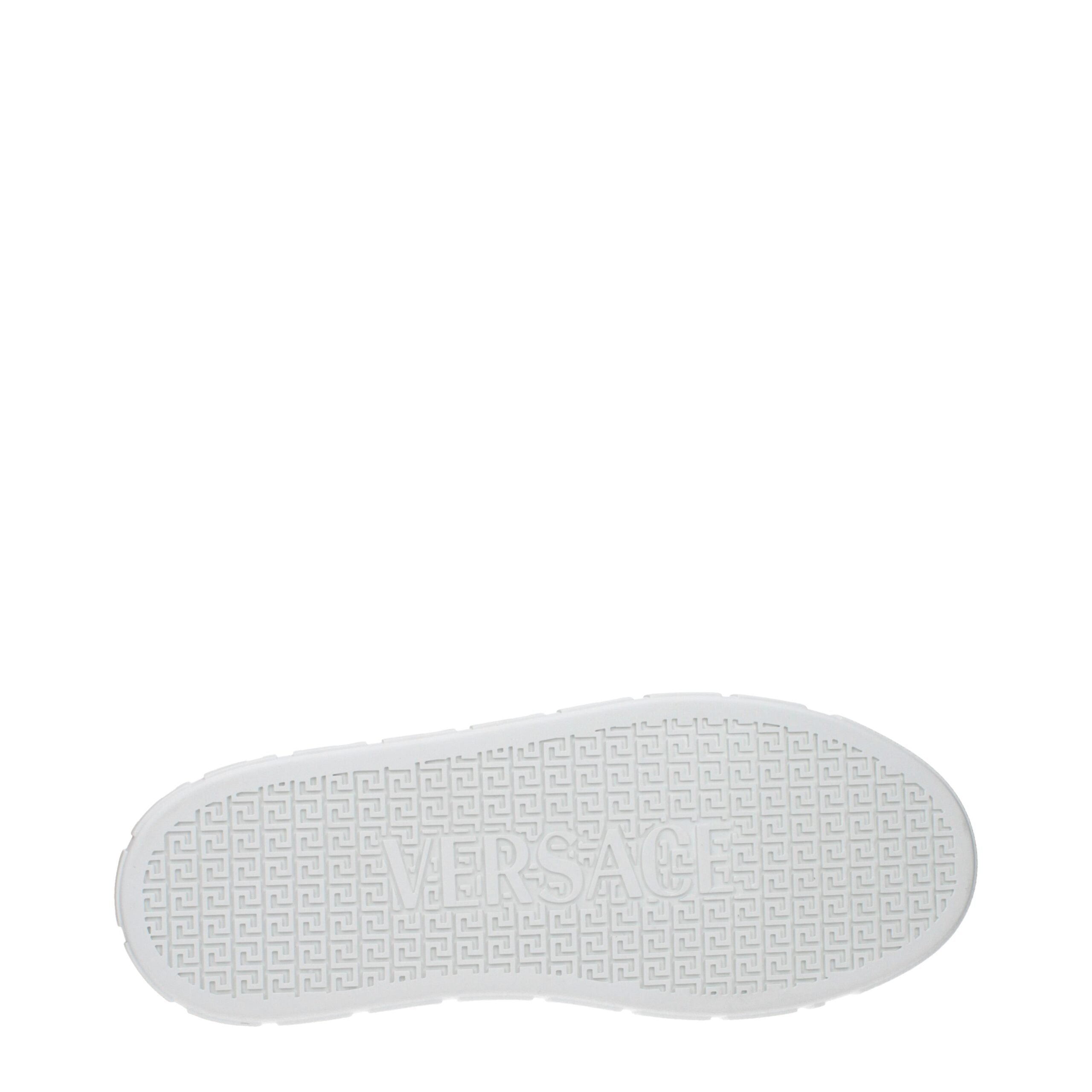 White Leather Low Top SneakersDescription: The product with MPN 10144601A124236WE10 and code F82530 leather in white is a sneakers designed by Versace. It has features like front logo, side logo, back logo. Additional Info: Closing type: Lace up Closure M
