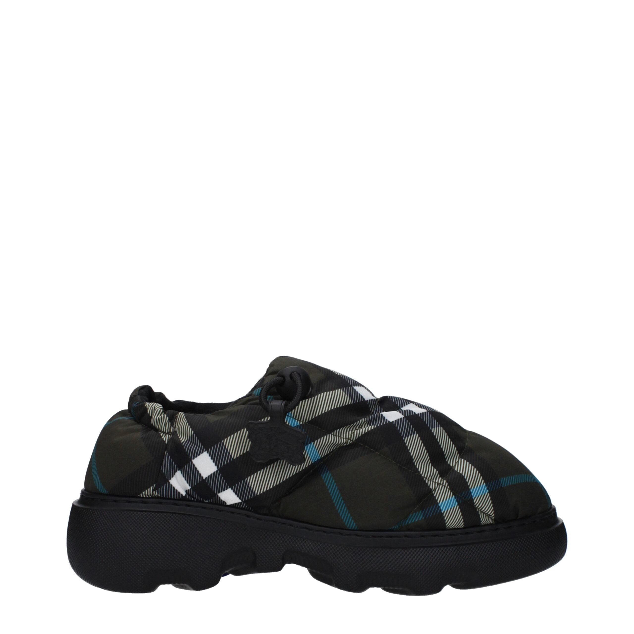 Green Fabric Slip-On Loafers with Rubber Sole