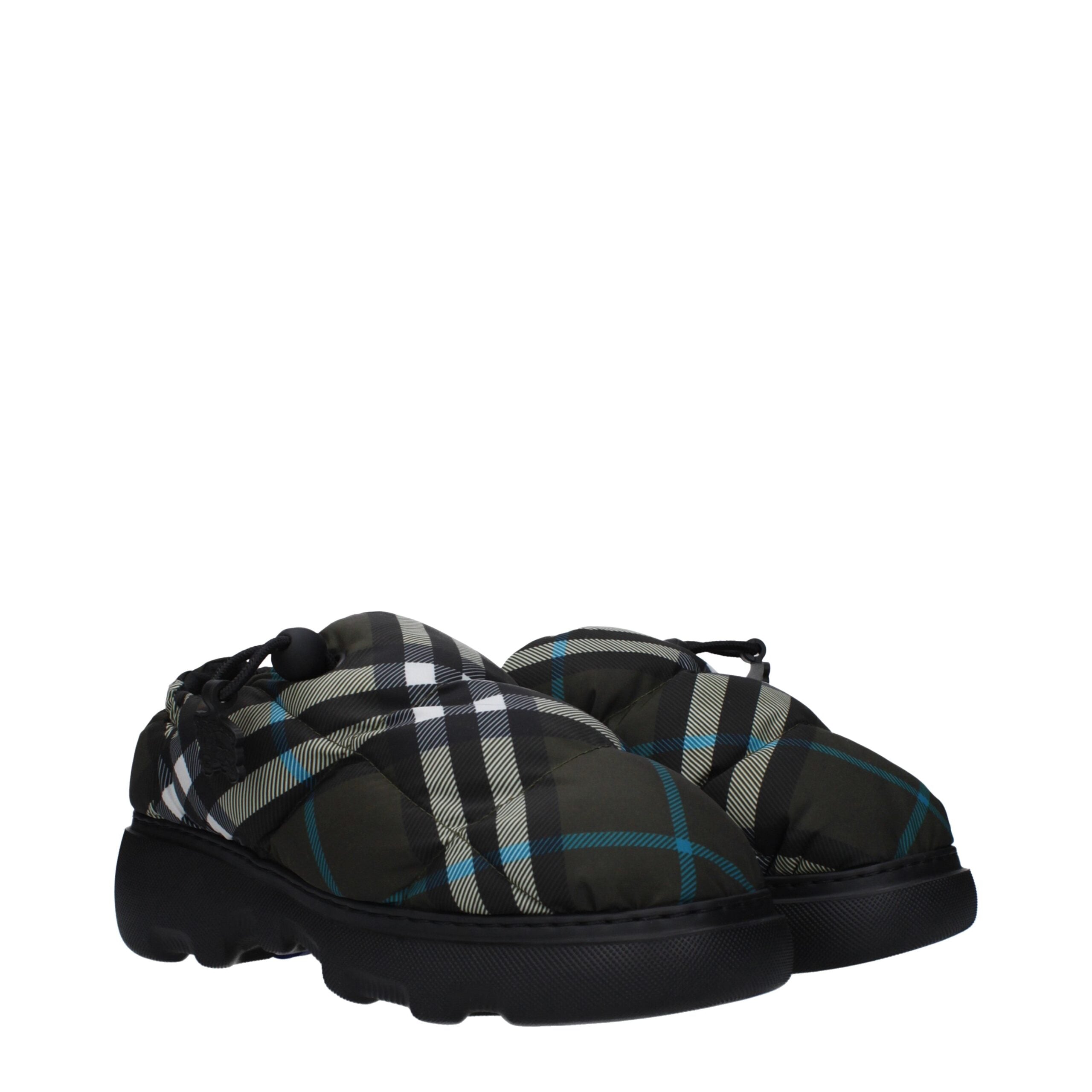 Green Fabric Slip-On Loafers with Rubber Sole