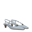 Light Blue Leather Flat SandalsDescription: The product with MPN 8J8580NA7F1EPR and code F82830 leather in heavenly is a sandals designed by Fendi. It has features like front logo. Additional Info: Style: Casual Closing type: Buckle Closure Shoe sole: Lea