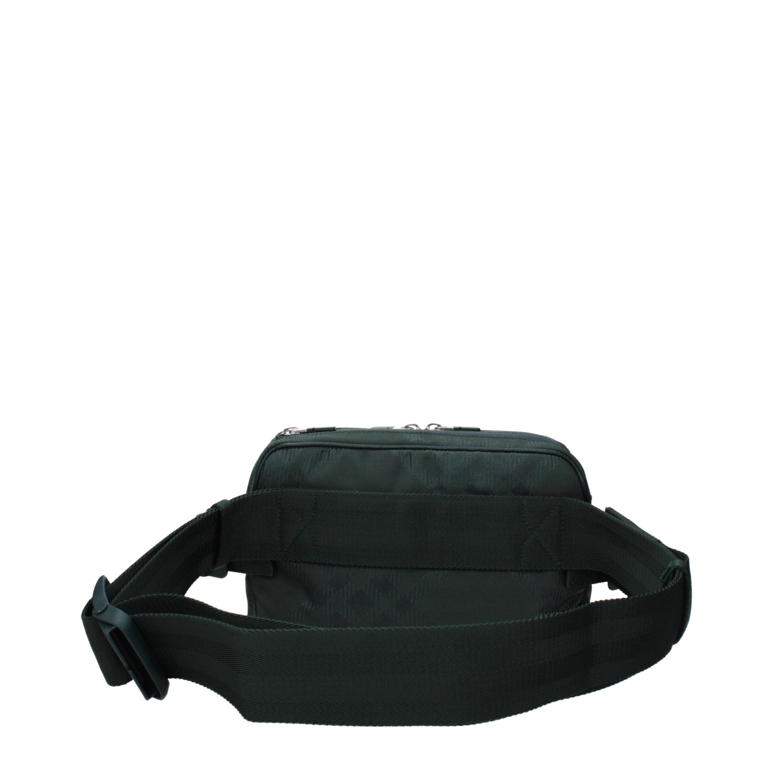 Green Synthetic Backpack with Check Print