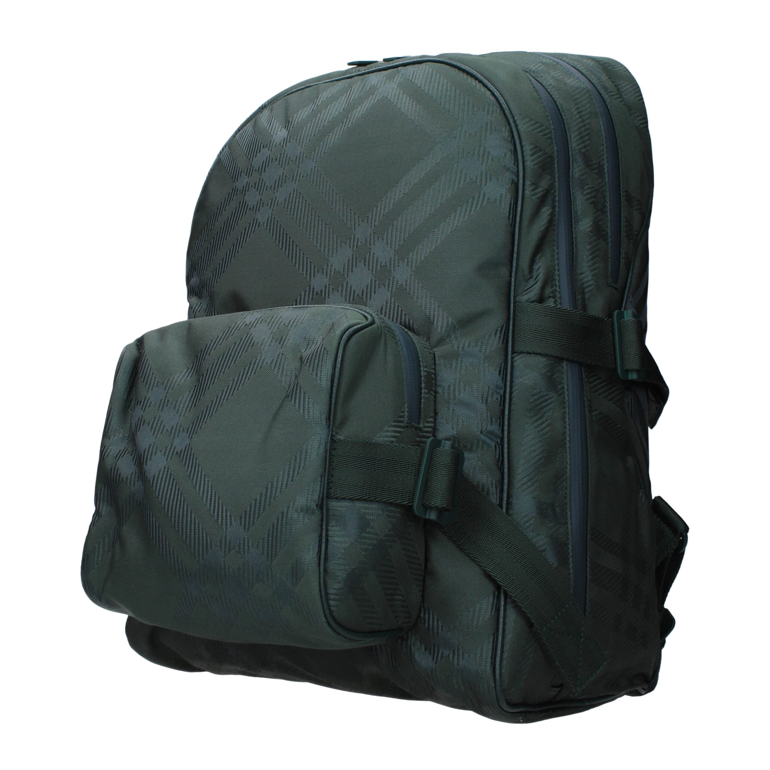 Green Fabric BackpackDescription: The product with MPN 8080841 and code F81781 fabric in green is a backpacks and bumbags designed by Burberry. It has features like side detail, back adjustable straps. Additional Info: Style: Casual Bag size: Large Strap