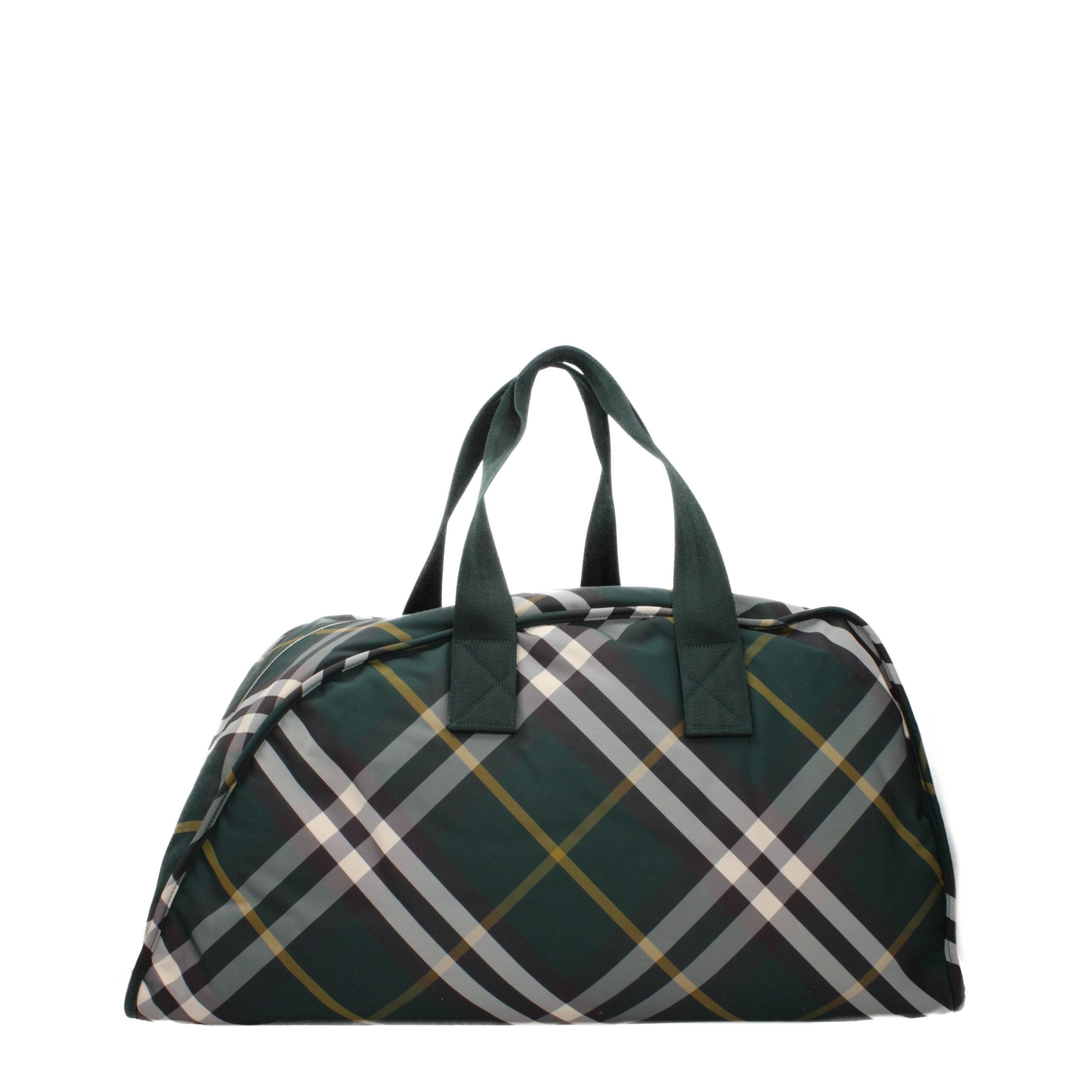 Green Fabric Luggage And TravelDescription: The product with MPN 8083439 and code F82939 fabric in green is a travel bags designed by Burberry. Additional Info: Color details: Silver Style: Casual Bag size: Maxi Handle length: 22 cm Depth: 26 cm Closing t