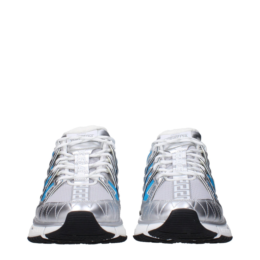 Gray Fabric Athletic SneakersDescription: The product with MPN DSU80941A105186E500 and code F82952 fabric in silver is a sneakers designed by Versace. It has features like front logo, side logo, back logo. Additional Info: Style: Sporty Glam Closing type: