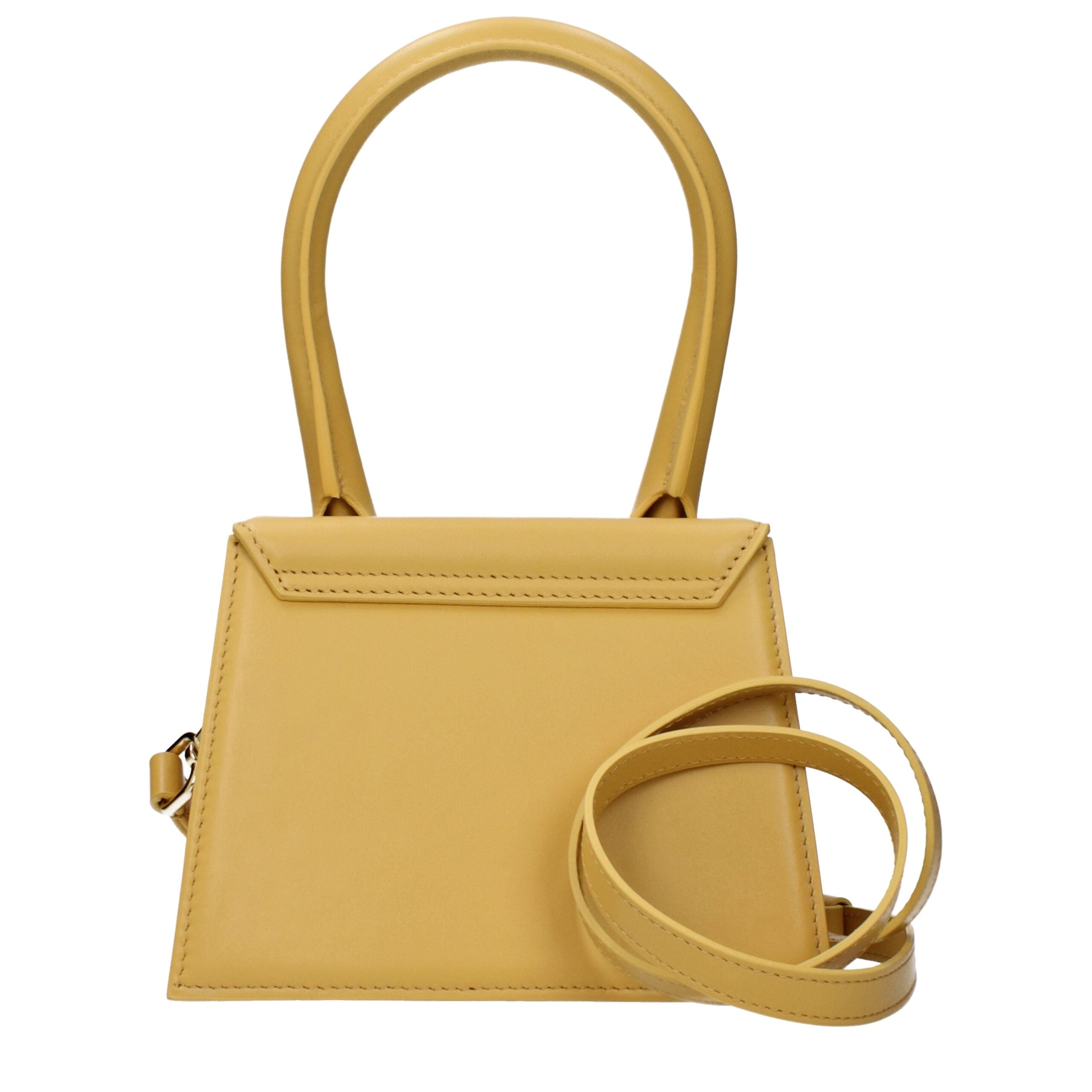 Yellow Leather HandbagDescription: The product with MPN 213BA0023060290 and code F80361 leather in yellow is a handbags designed by Jacquemus. It has features like front logo, adjustable shoulder, removable shoulder. Additional Info: Color details: Gold S