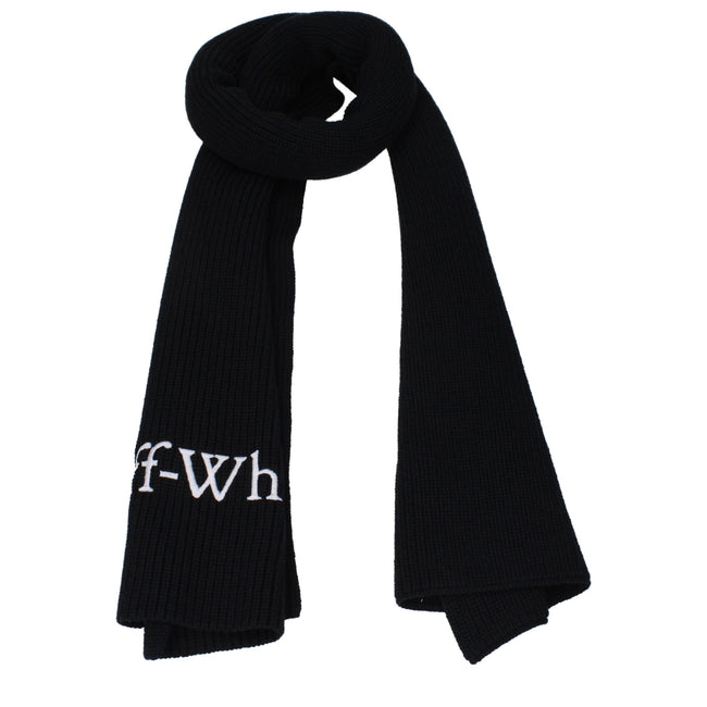 Black Wool ScarfDescription: The product with MPN OMMA052KNI0011001 and code F83006 wool in black is a scarves designed by Off-White. It has features like front logo. Additional Info: Measurements: 40×180 cm Composition: 100% Wool Secondary color: White M