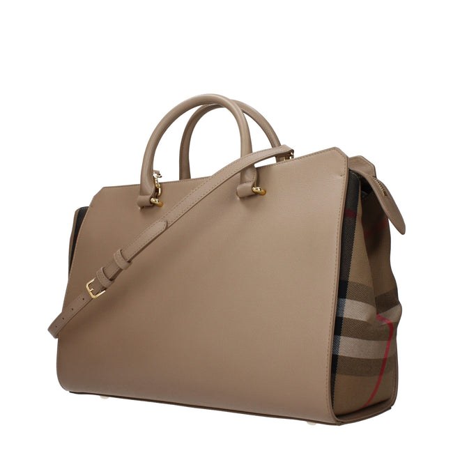 Beige Leather HandbagDescription: The product with MPN 80844MEDIA80 and code F83130 leather in beige is a handbags designed by Burberry. It has features like front logo, adjustable shoulder, removable shoulder. Additional Info: Color details: Gold Style: