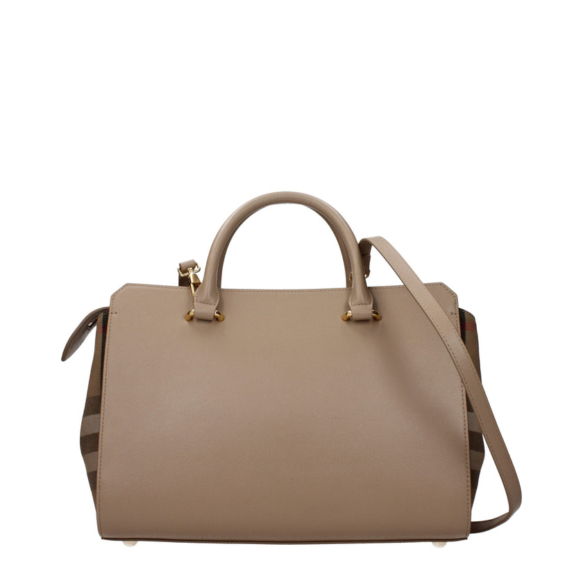 Beige Leather HandbagDescription: The product with MPN 8084484 and code F83129 leather in beige is a handbags designed by Burberry. It has features like front logo, adjustable shoulder, removable shoulder. Additional Info: Style: Casual Bag size: Small Ha