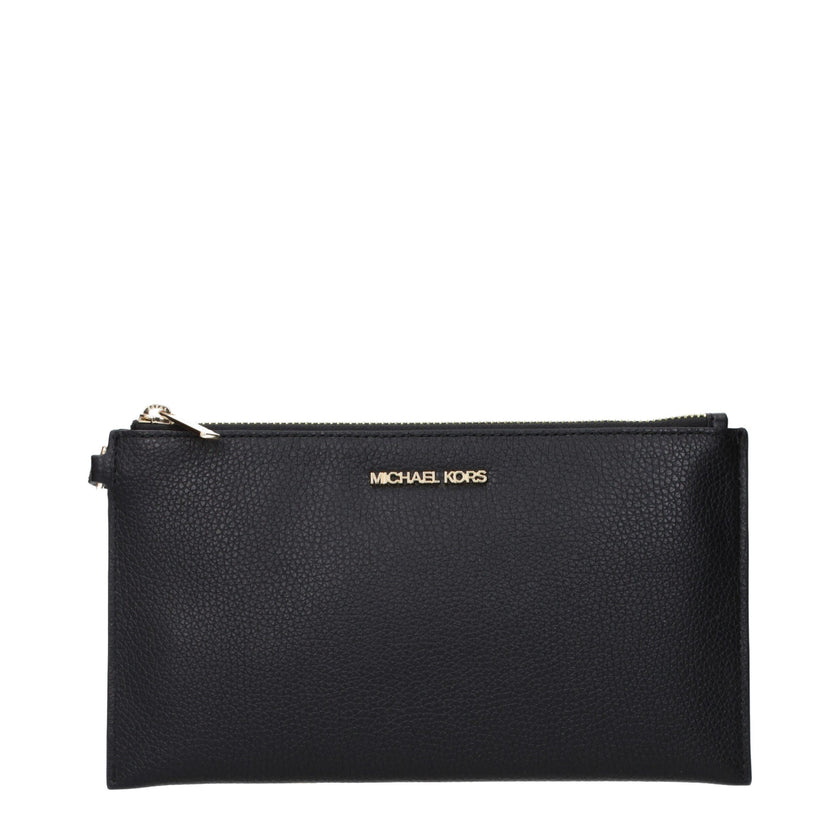 Black Leather Clutch BagDescription: The product with MPN 35S4GTVW3LBLACK and code F83408 leather in black is a clutches designed by Michael Kors. It has features like front logo.Black Leather Clutch Bag${tagsMichael KorsAulae Black Leather Clutch Bag Mic
