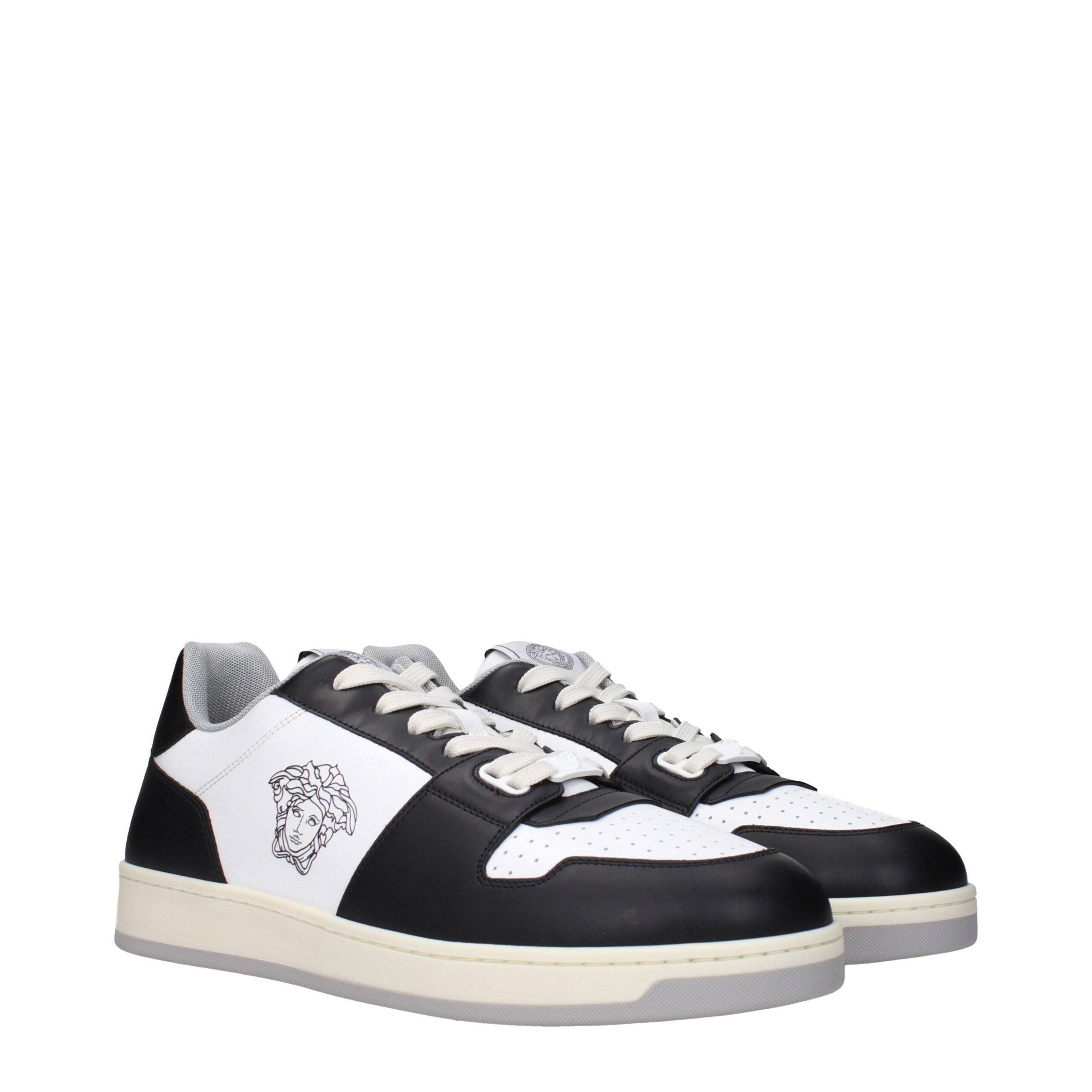 White Leather Low Top SneakersDescription: The product with MPN 10133771A115542B020 and code F83436 leather in white is a sneakers designed by Versace. It has features like front logo, back logo.White Leather Low Top Sneakers${tagsVersaceAulae White Leath