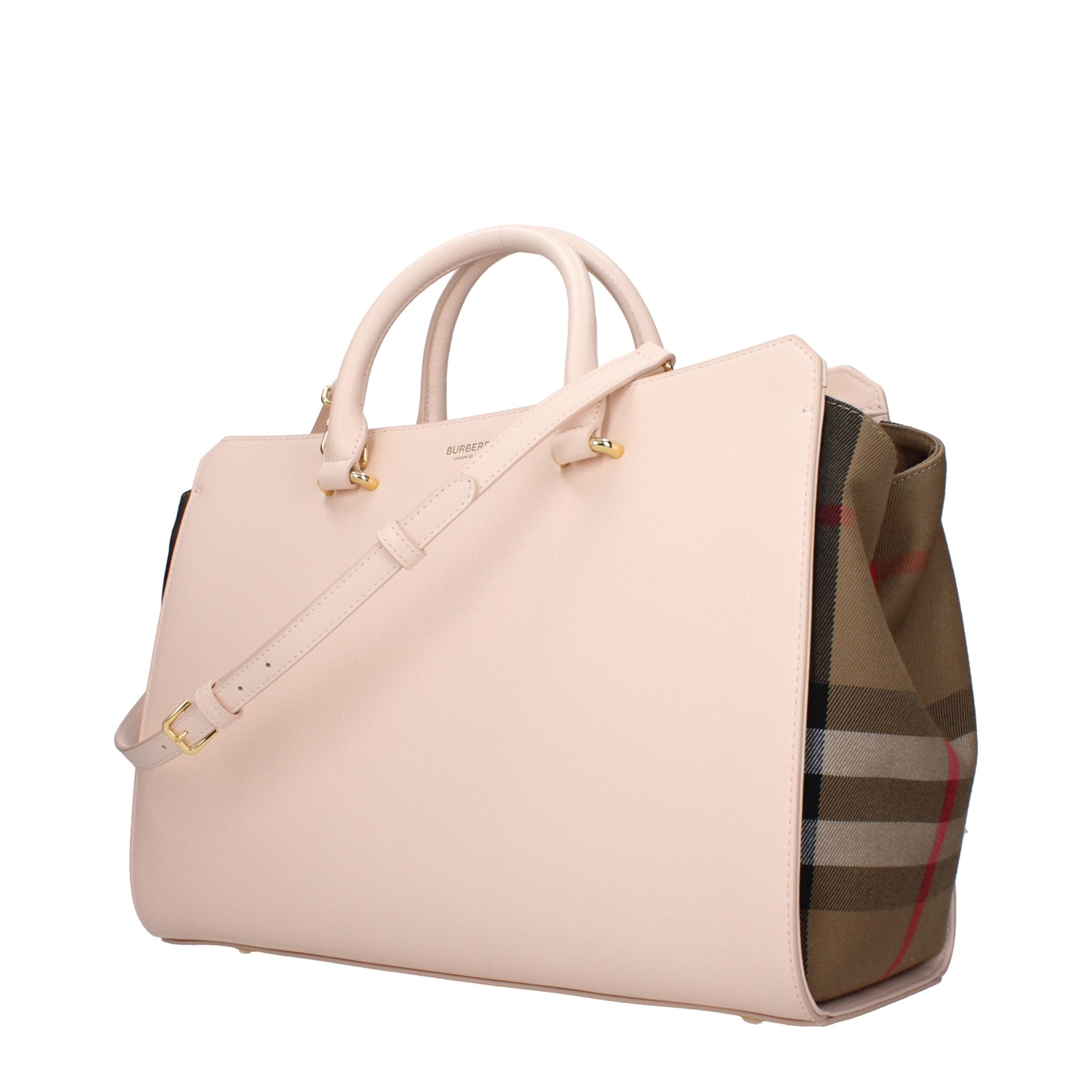 Pink Leather Handbag with Adjustable Removable Shoulder Strap