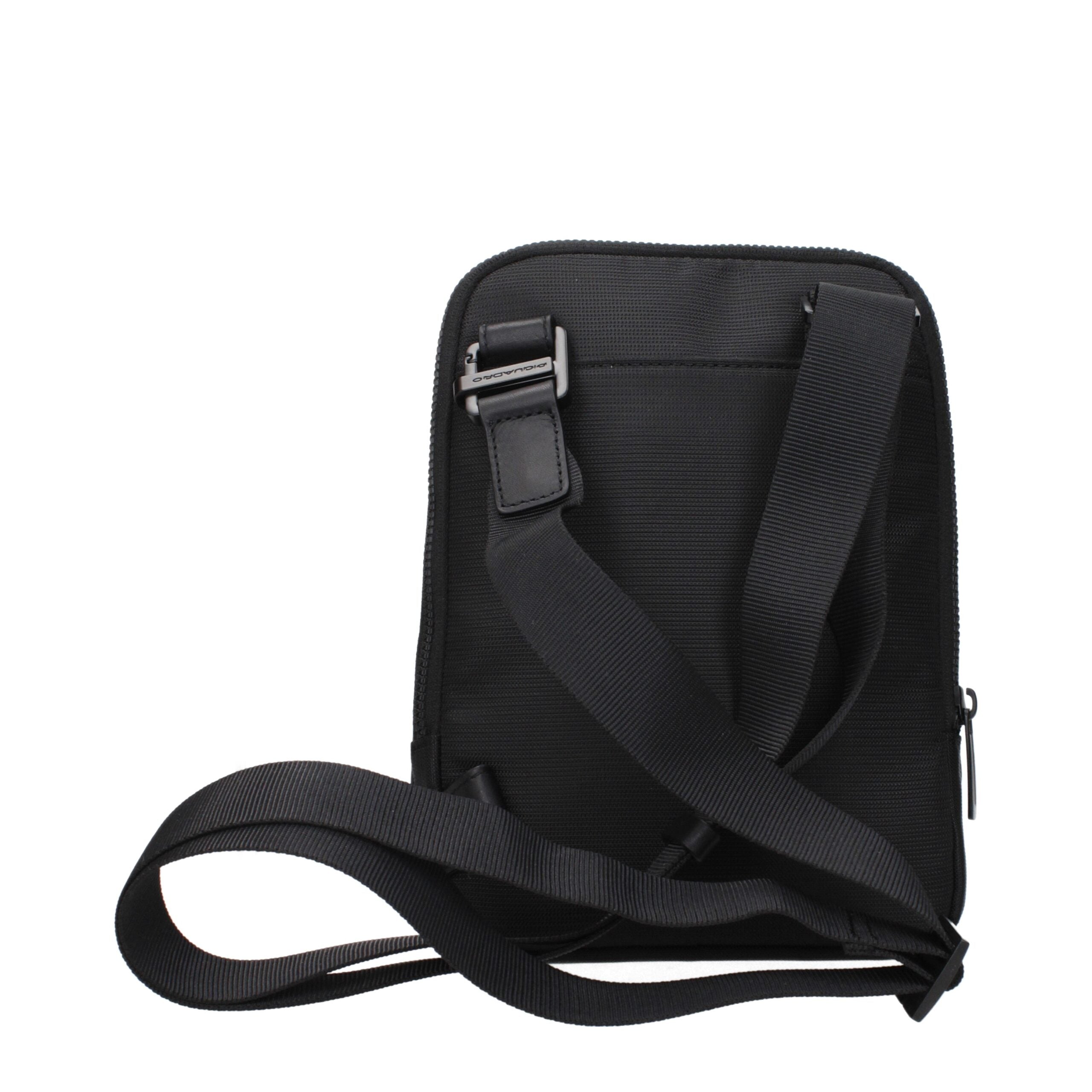 Black Synthetic Crossbody Bag with Adjustable Strap by Piquadro