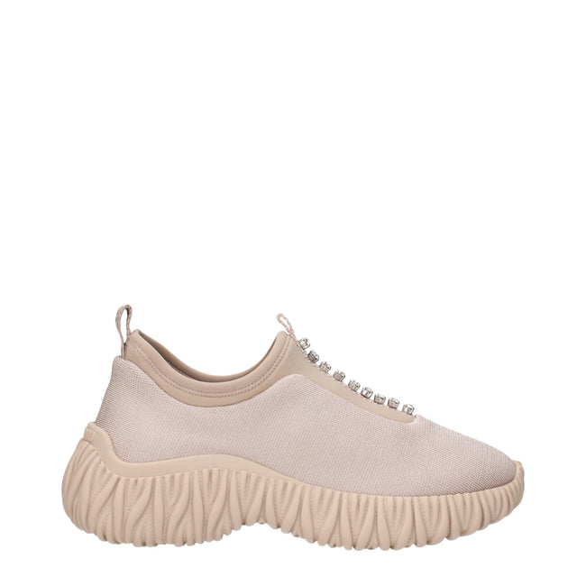 Beige Fabric SneakersDescription: The product with MPN 5S375D3KP4010F0A48 and code F83679 fabric in beige is a sneakers designed by Miu Miu. It has features like rhinestone, back logo.Beige Fabric Sneakers${tagsMiu MiuAulae Beige Fabric Sneakers Miu MiuAu