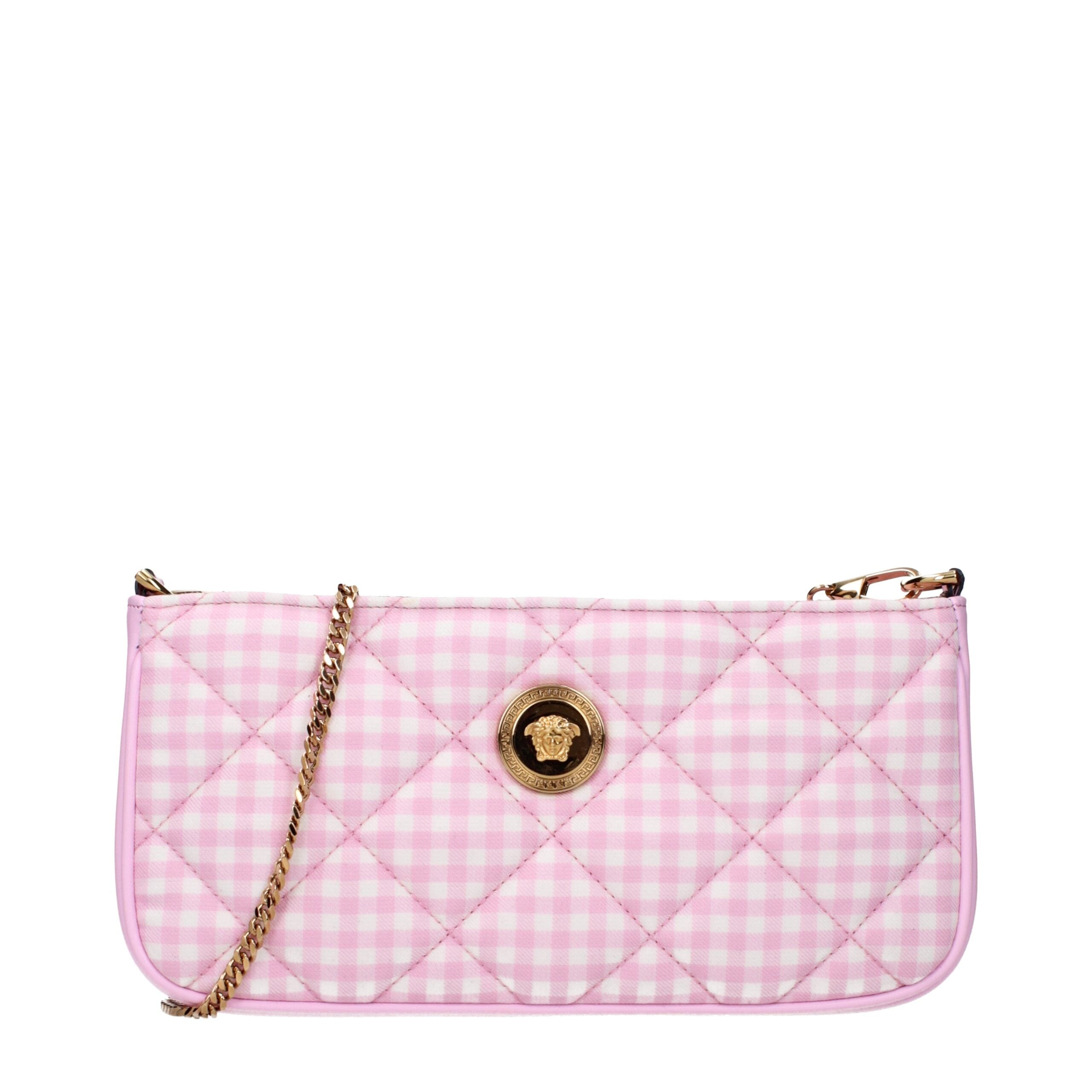 Pink Fabric Shoulder BagDescription: The product with MPN 10155411A139842PQ5VP and code F83750 fabric in pink is a shoulder bags designed by Versace. It has features like front detail.Pink Fabric Shoulder Bag${tagsVersaceAulae Pink Fabric Shoulder Bag Ver