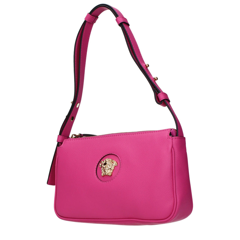 Pink Leather Shoulder BagDescription: The product with MPN 1014245DVIT2T1P86V and code F80309 leather in fuchsia is a shoulder bags designed by Versace. It has features like front detail, adjustable handle, back logo.Pink Leather Shoulder Bag${tagsVersace