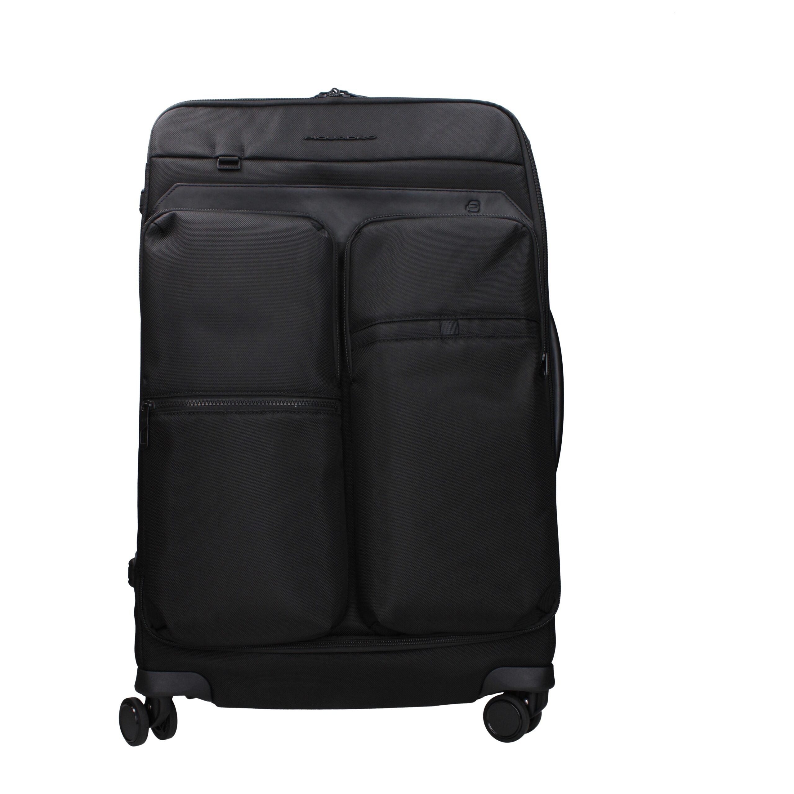 Schwarzer Trolley aus Synthetikmaterial mit verstellbarem Griff von Piquadro