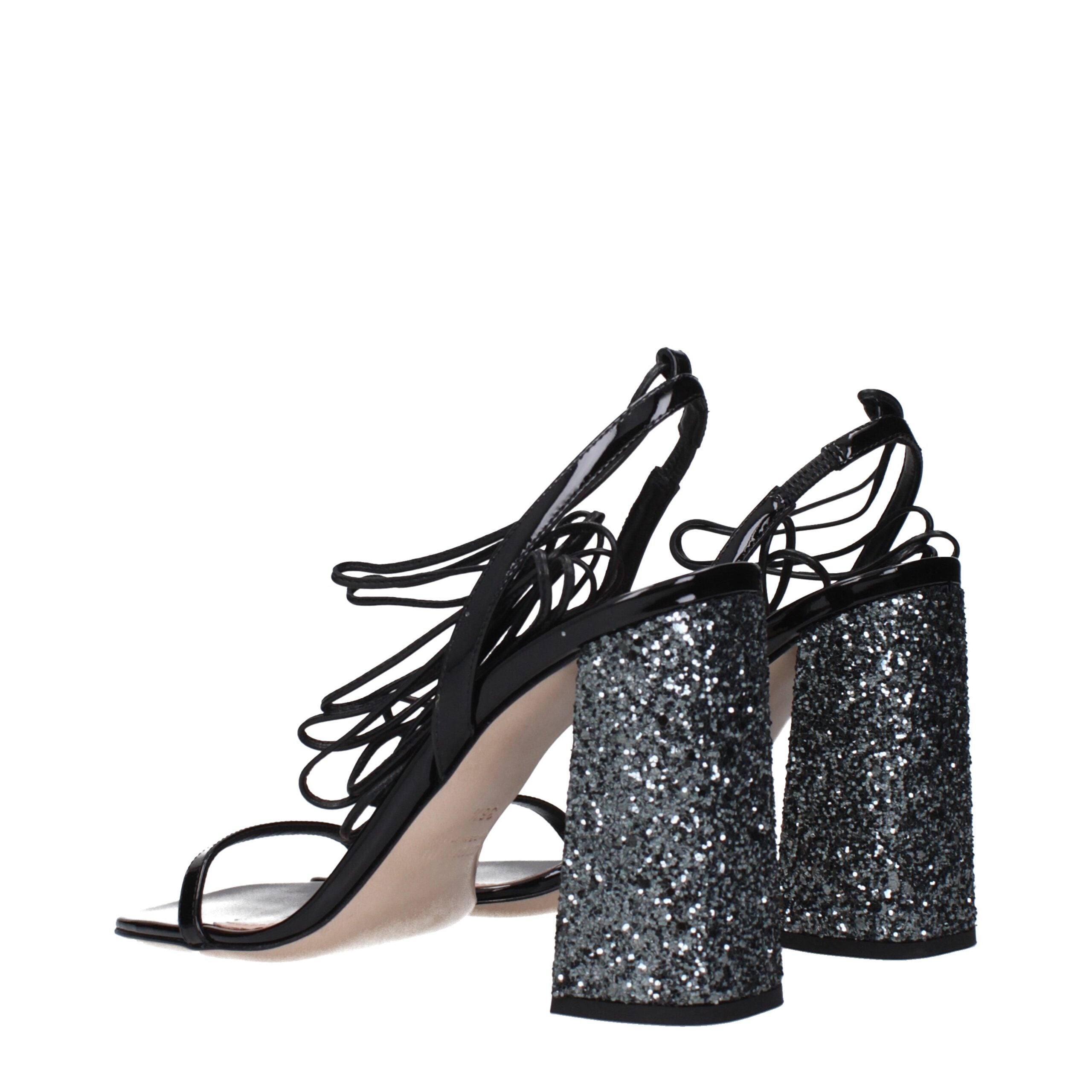 Sandales compensées Miu Miu en cuir noir