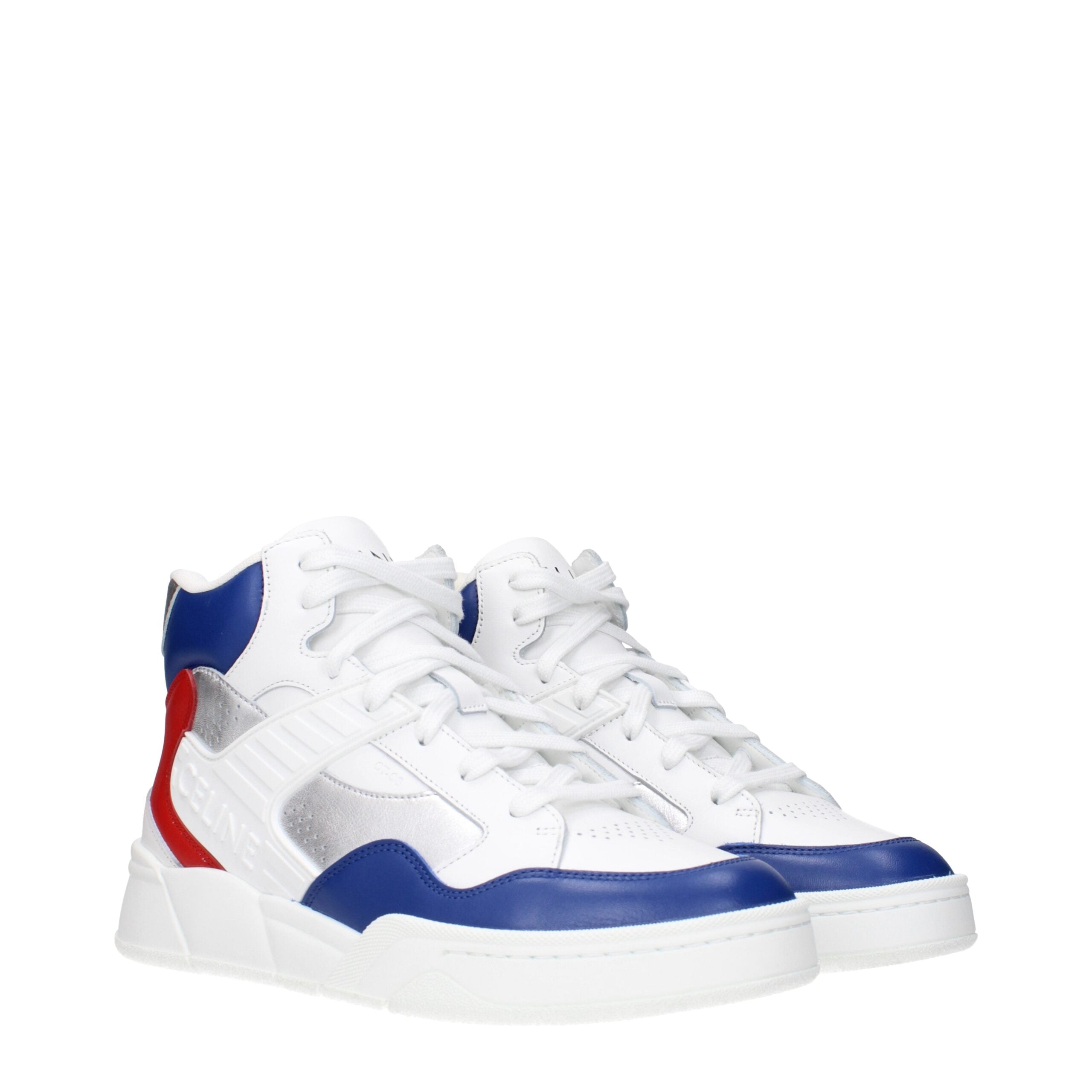 White Leather Sneakers with Logo by Celine
