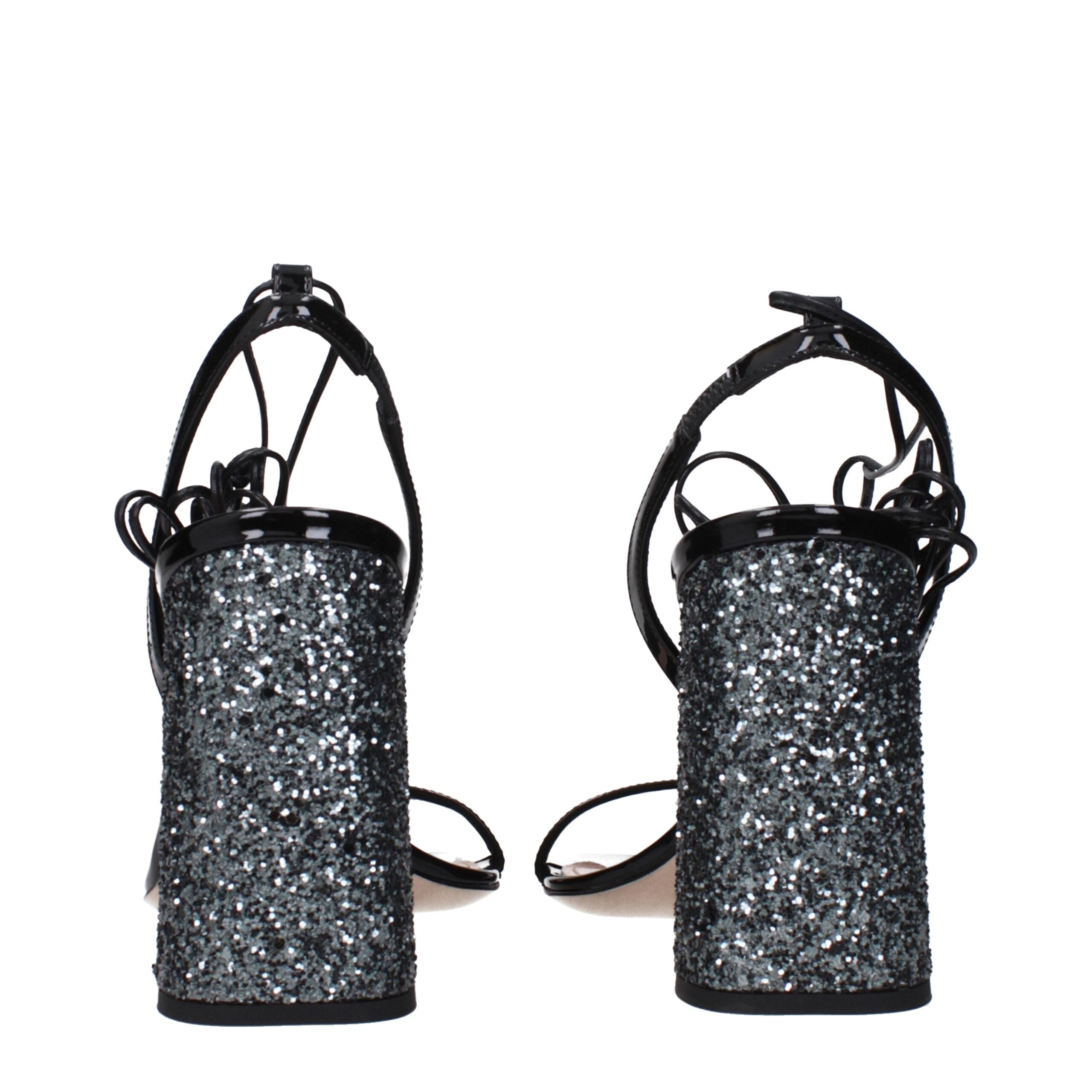 Sandales compensées Miu Miu en cuir noir