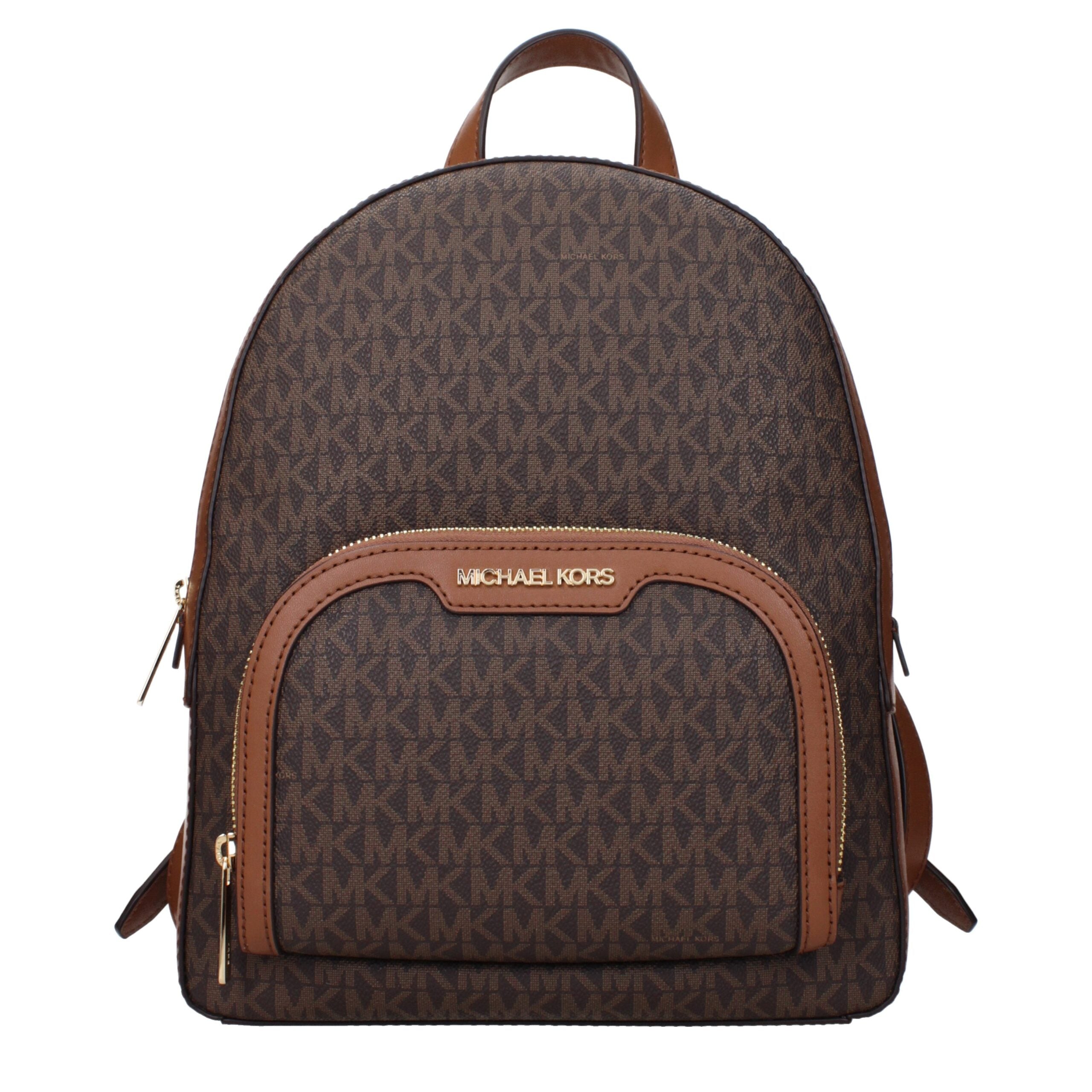 Brown Synthetic Backpack with Logo by Michael Kors