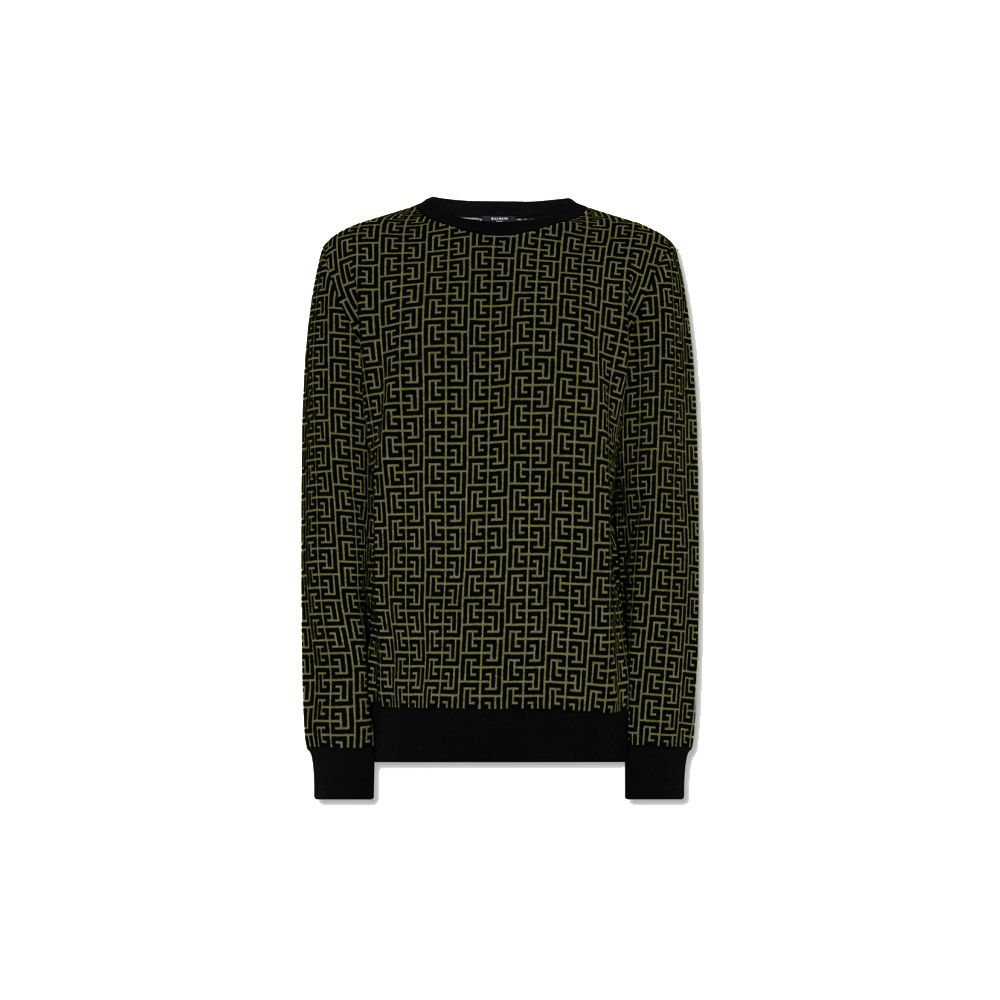 Green Wool SweaterBalmain wool and linen sweater with all-over logo pattern printGreen Wool Sweater${tagsBalmainAulae Green Wool Sweater BalmainAulae Green Wool Sweater Balmain wool and linen sweater with all-over logo pattern print 110295875926,11273,Bal