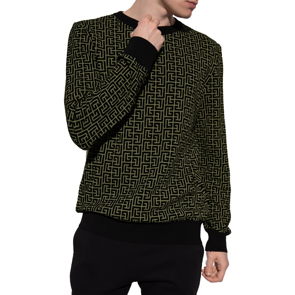 Green Wool SweaterBalmain wool and linen sweater with all-over logo pattern printGreen Wool Sweater${tagsBalmainAulae Green Wool Sweater BalmainAulae Green Wool Sweater Balmain wool and linen sweater with all-over logo pattern print 110295875926,11273,Bal