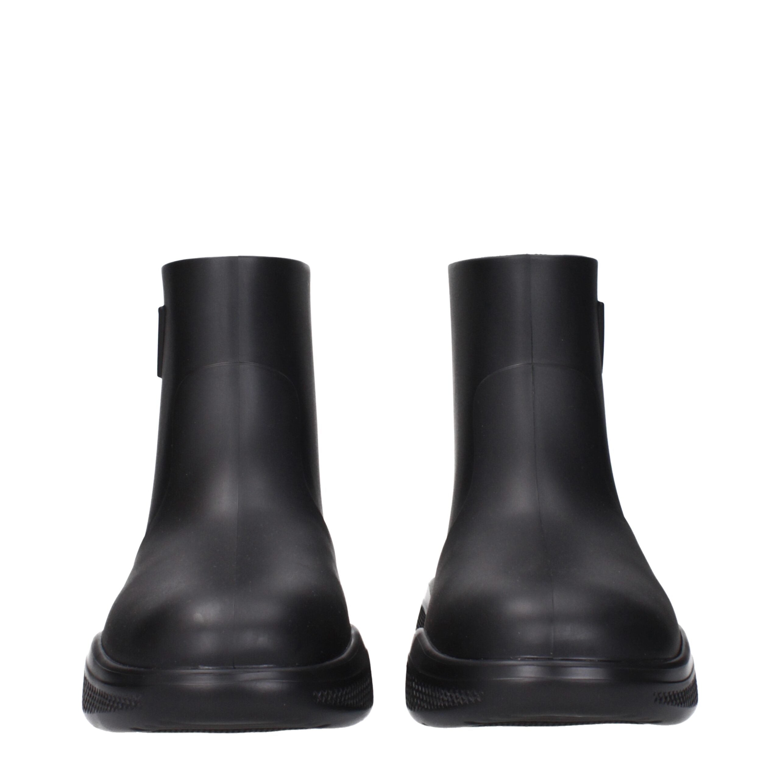 Black Cotton Ankle BootsDescription: The product with MPN 1T859M3LKD025F0002 and code F83672 rubber in black is a ankle boots designed by Prada. It has features like side logo, back logo. Additional Info: Style: Casual Shoe sole: Rubber Shoe tip: Round to